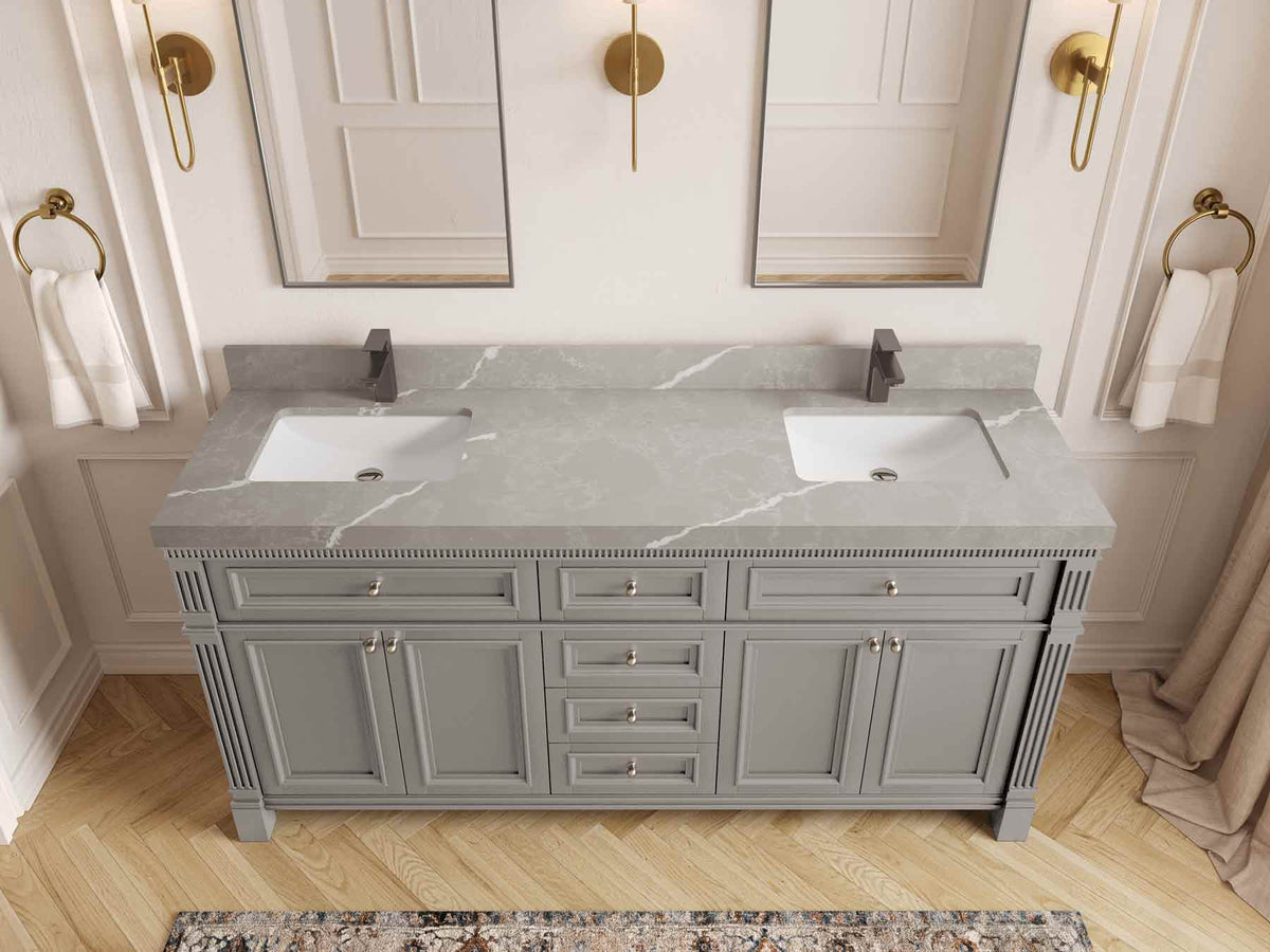 Paris 72 in. W x 22 in. D Double Sink Bathroom Vanity - Willow Bath and Vanity
