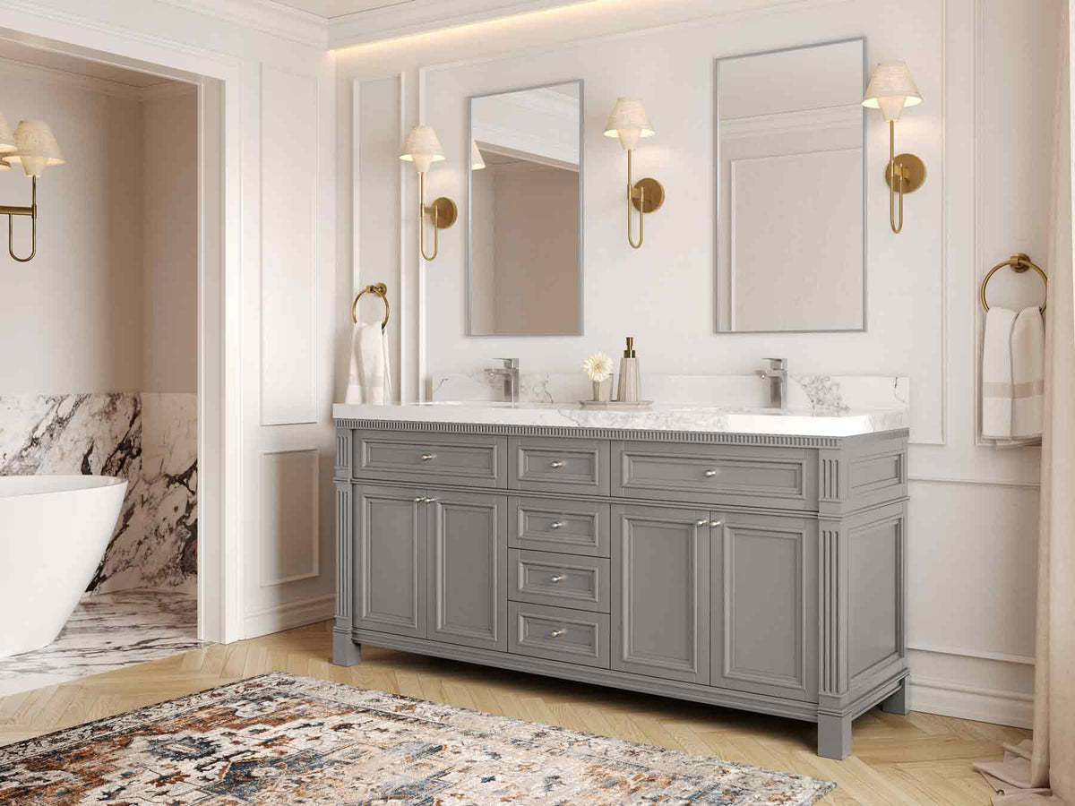 Paris 72 in. W x 22 in. D Double Sink Bathroom Vanity - Willow Bath and Vanity