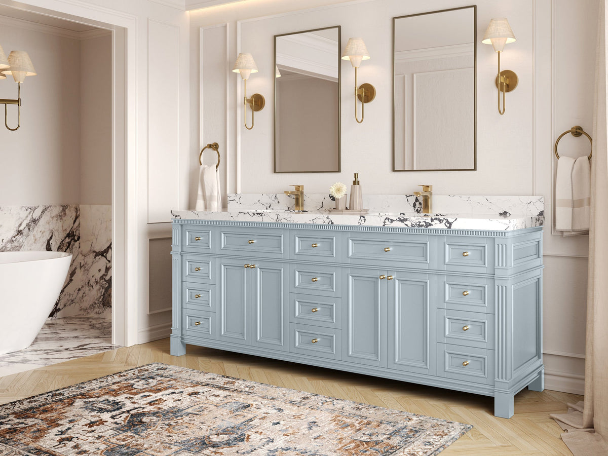 Paris 84 in. W x 22 in. D Double Sink Bathroom Vanity - Willow Bath and Vanity