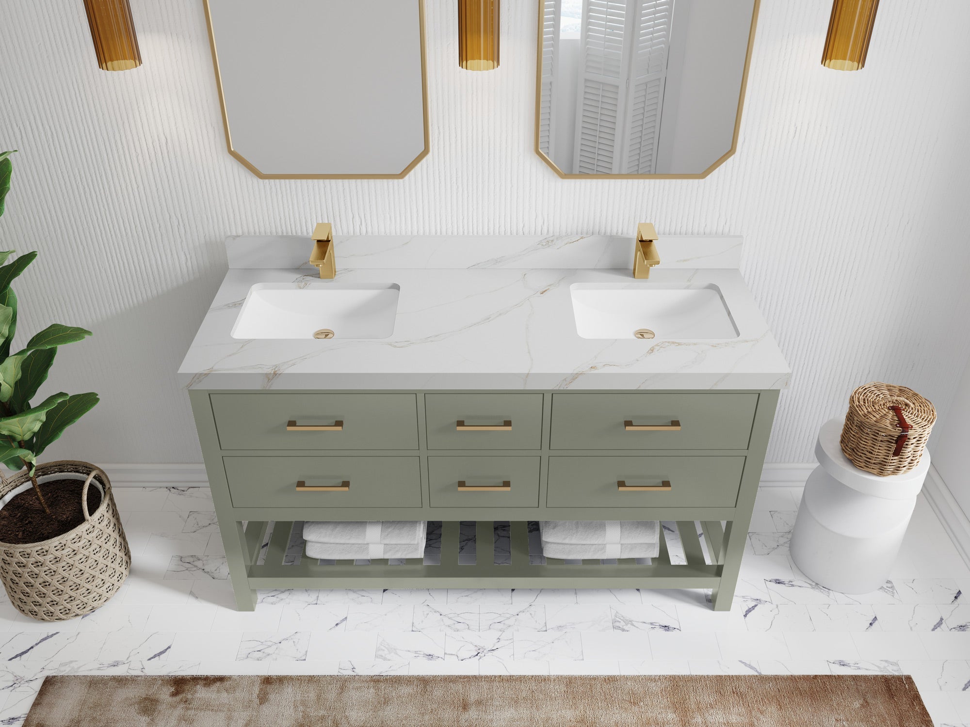 Parker 60 in. W x 22 in. D Double Sink Bathroom Vanity - Willow Bath and Vanity