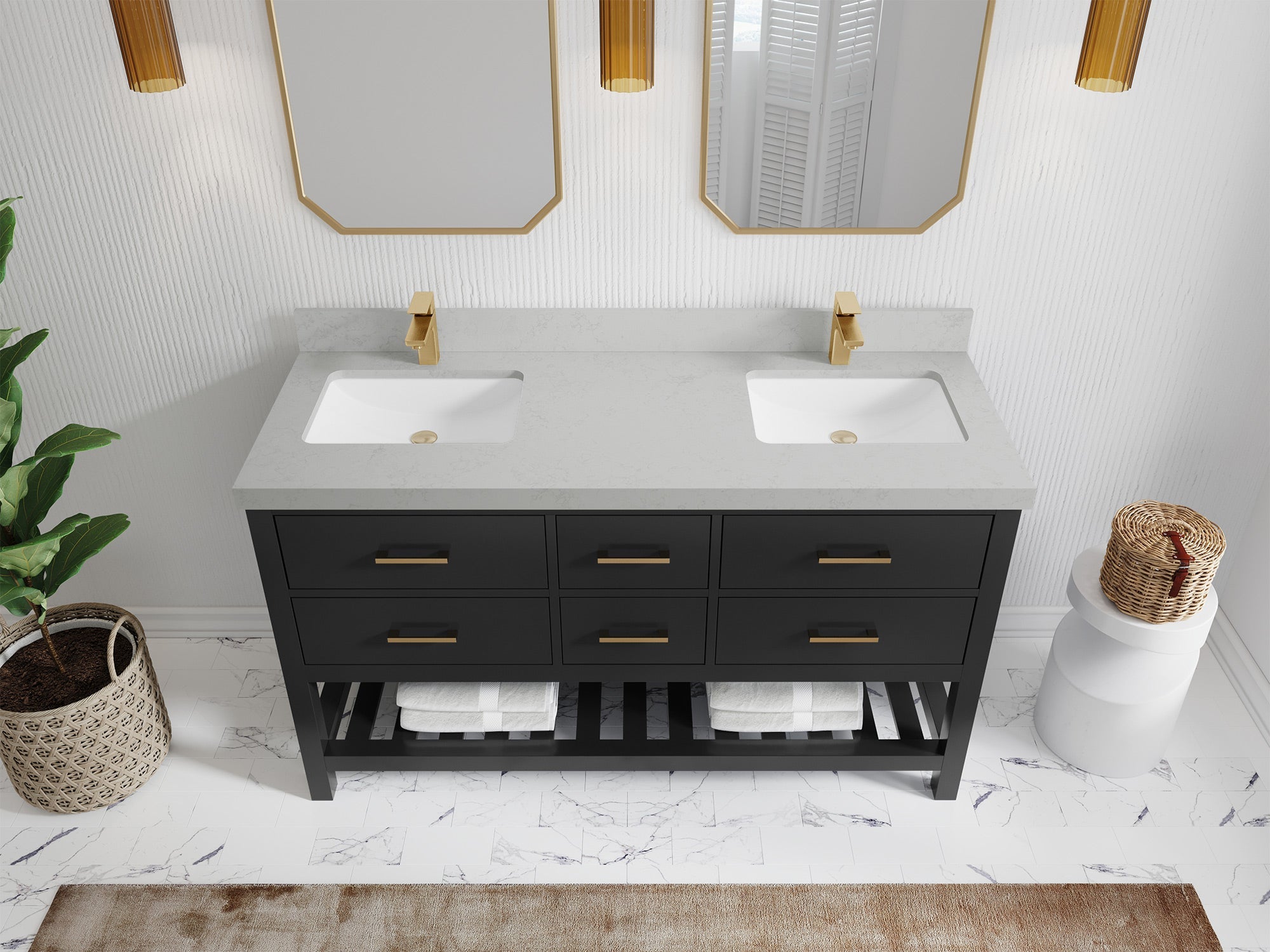 Parker 60 in. W x 22 in. D Double Sink Bathroom Vanity - Willow Bath and Vanity