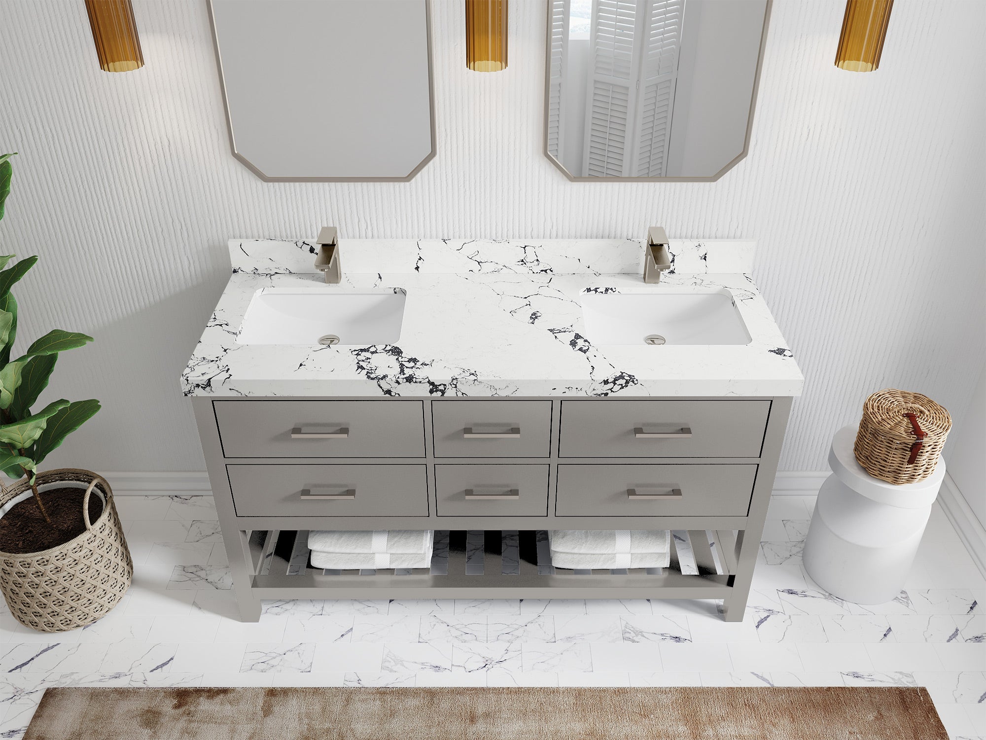 Parker 60 in. W x 22 in. D Double Sink Bathroom Vanity - Willow Bath and Vanity