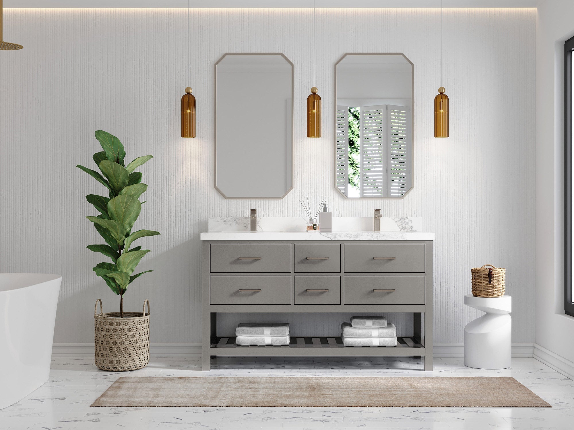 Parker 60 in. W x 22 in. D Double Sink Bathroom Vanity - Willow Bath and Vanity
