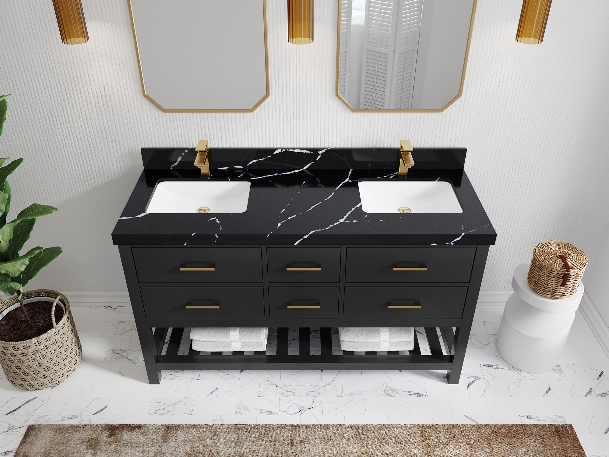 Parker 60 in. W x 22 in. D Double Sink Bathroom Vanity - Willow Bath and Vanity