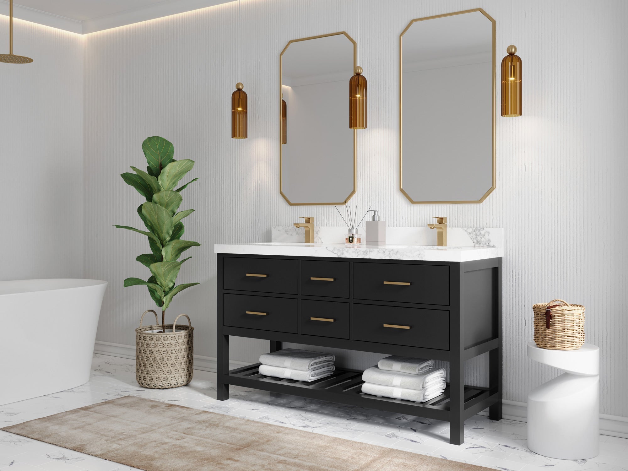 Parker 60 in. W x 22 in. D Double Sink Bathroom Vanity - Willow Bath and Vanity