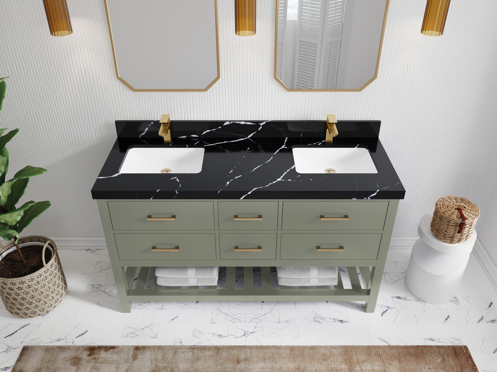 Parker 60 in. W x 22 in. D Double Sink Bathroom Vanity - Willow Bath and Vanity