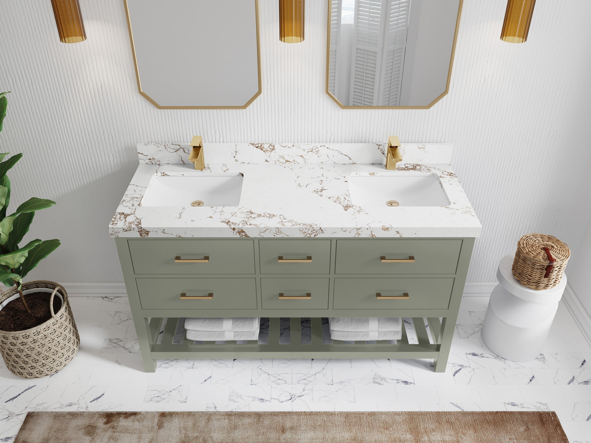 Parker 60 in. W x 22 in. D Double Sink Bathroom Vanity - Willow Bath and Vanity
