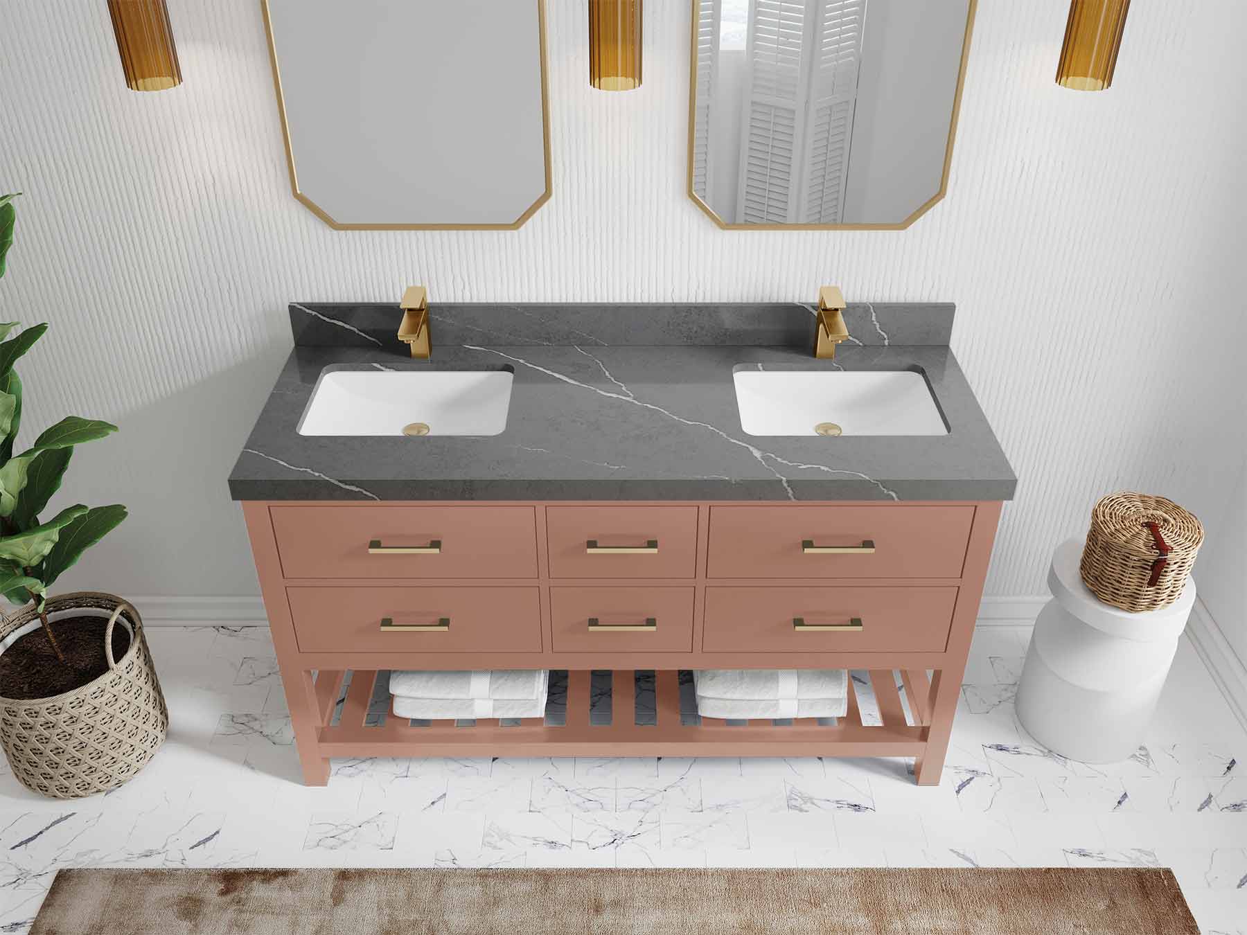 Parker 60 in. W x 22 in. D Double Sink Bathroom Vanity - Willow Bath and Vanity