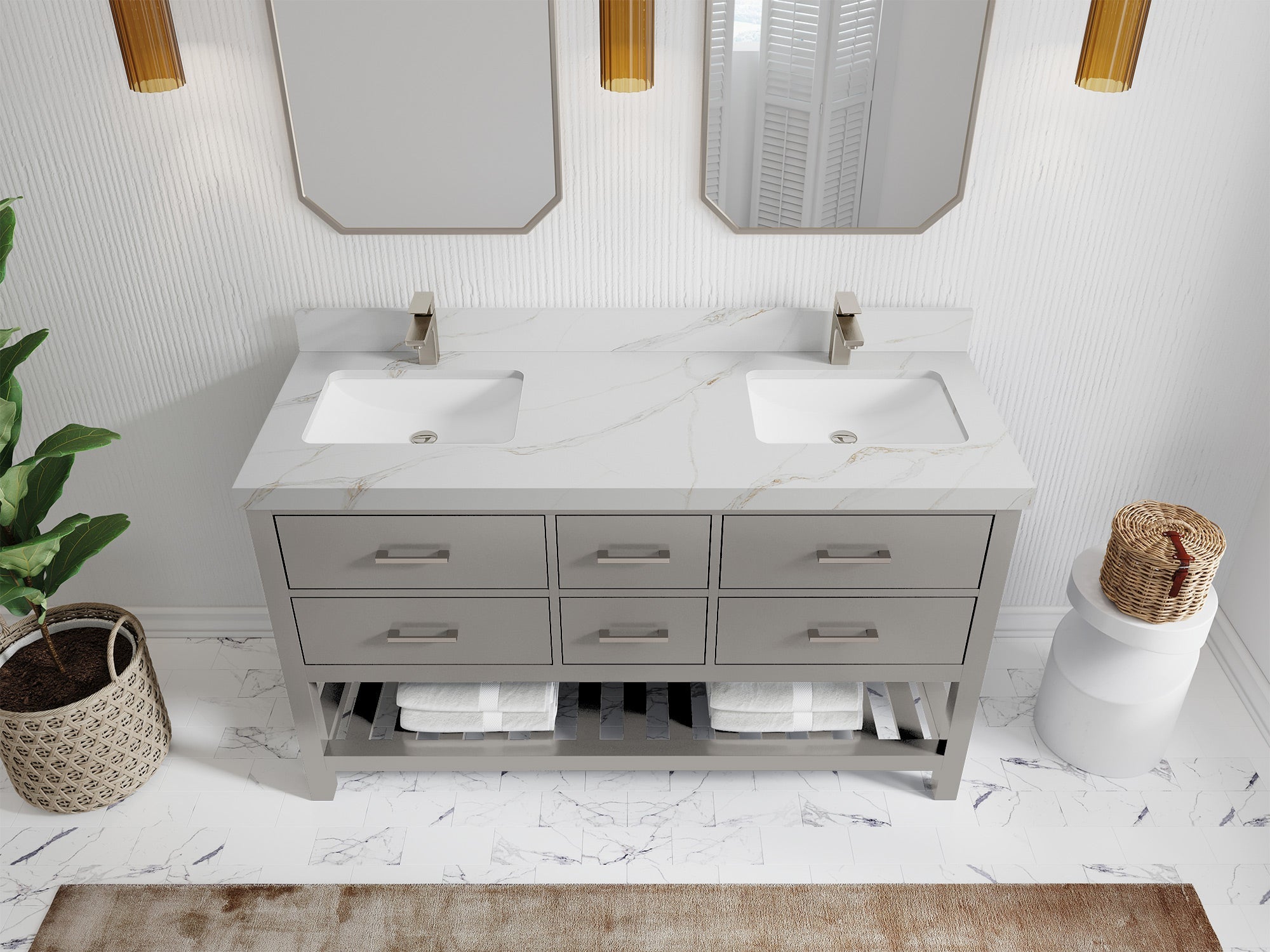 Parker 60 in. W x 22 in. D Double Sink Bathroom Vanity - Willow Bath and Vanity