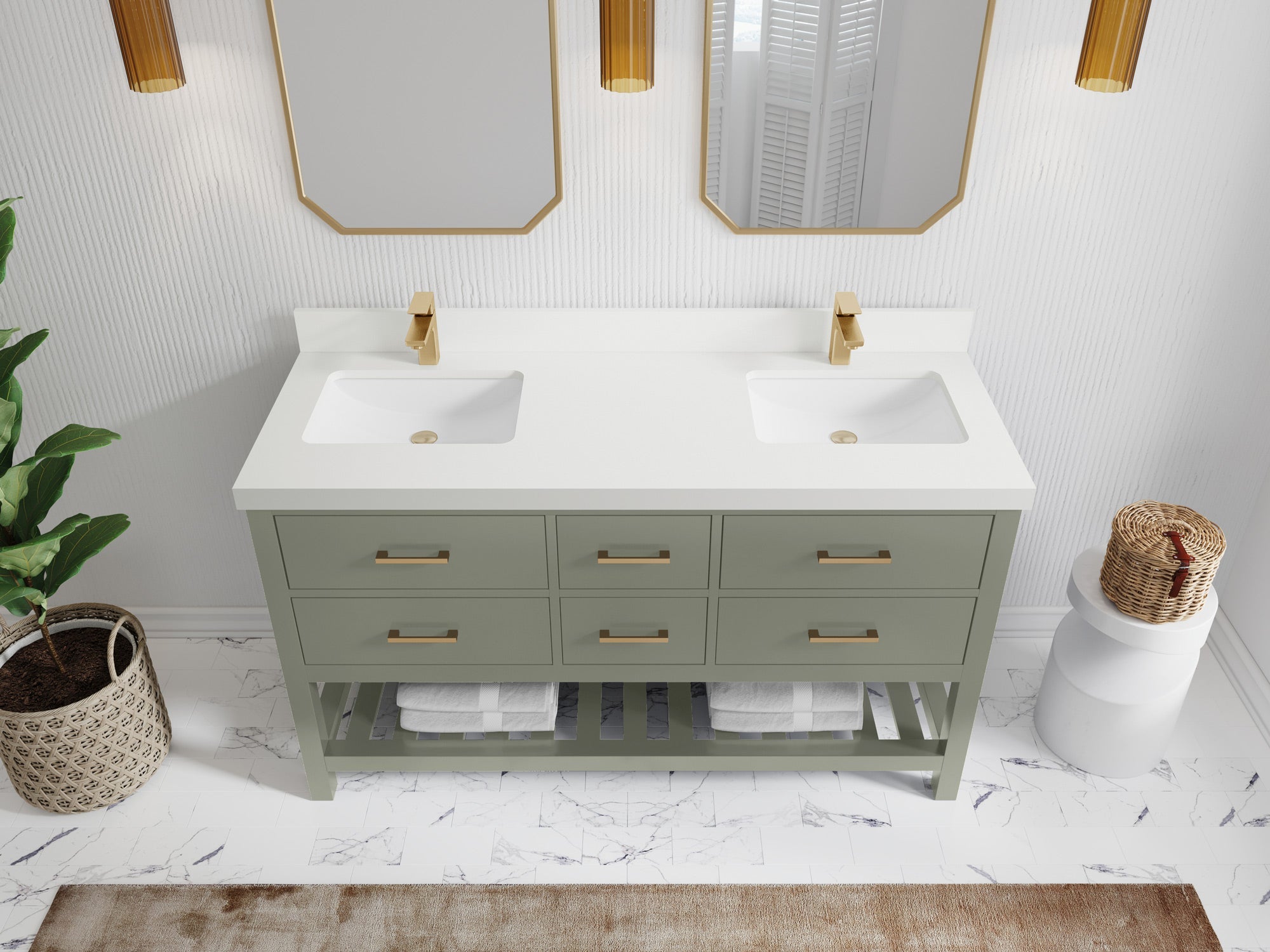 Parker 60 in. W x 22 in. D Double Sink Bathroom Vanity - Willow Bath and Vanity