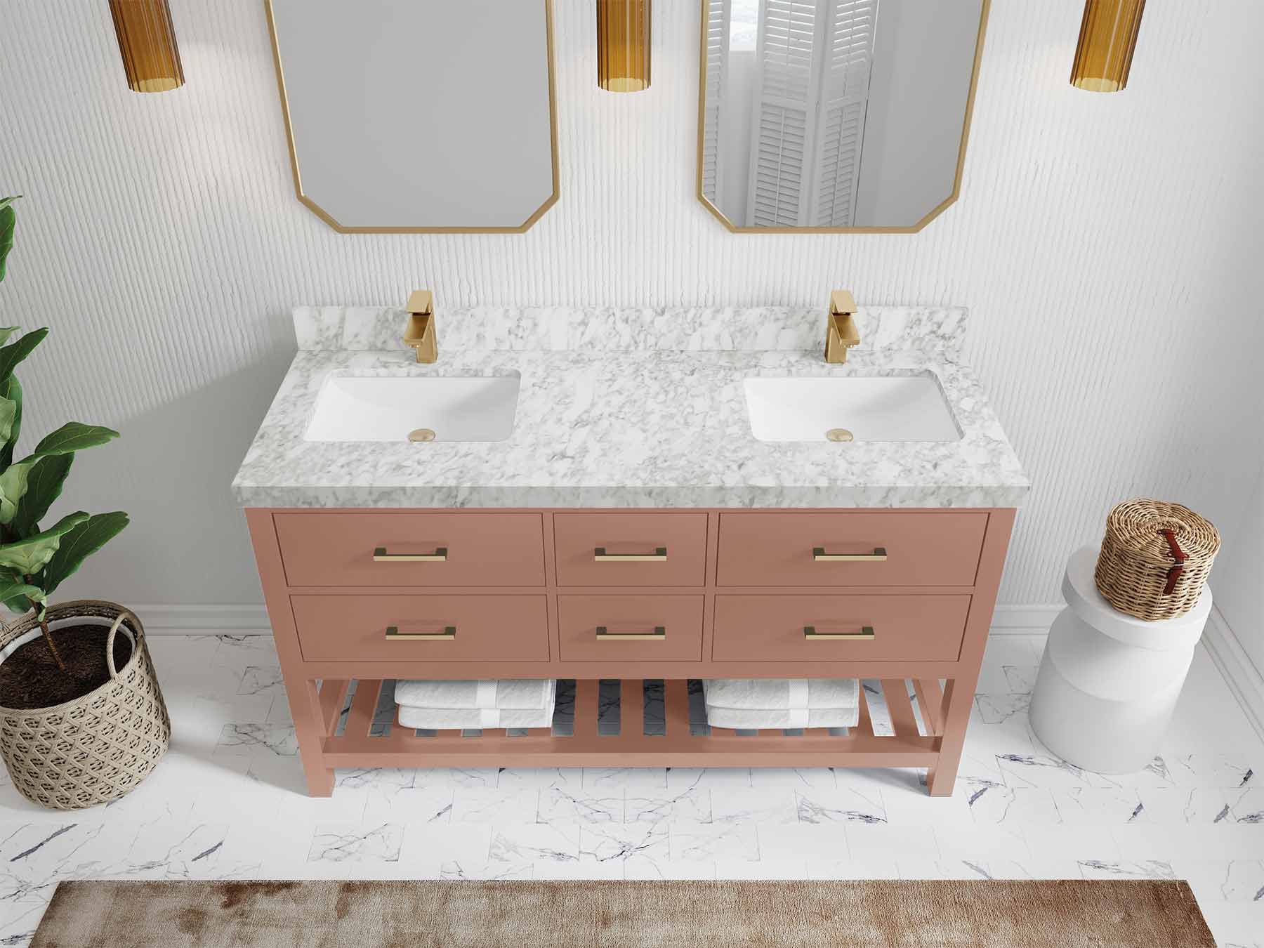 Parker 60 in. W x 22 in. D Double Sink Bathroom Vanity - Willow Bath and Vanity