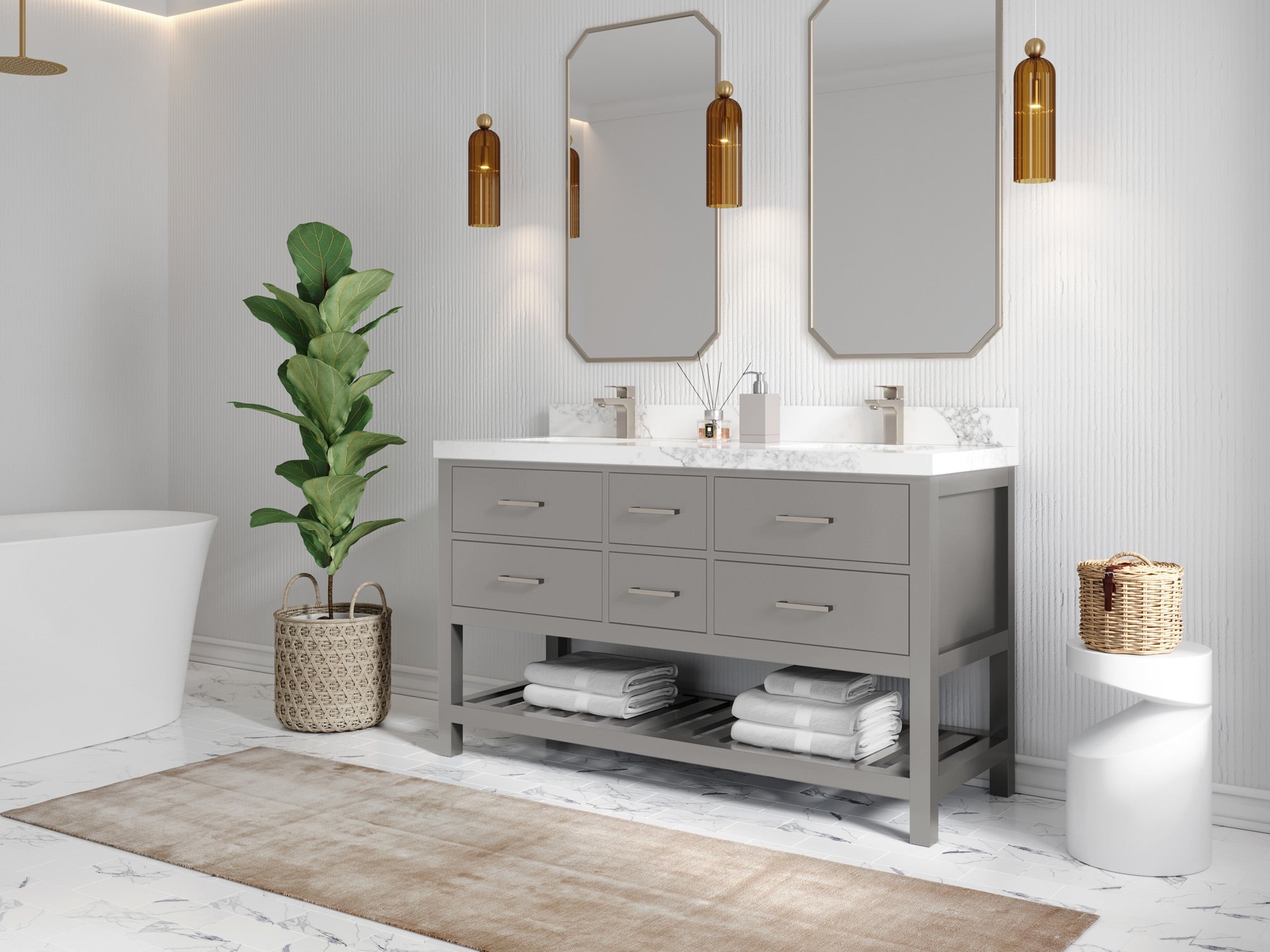 Parker 60 in. W x 22 in. D Double Sink Bathroom Vanity - Willow Bath and Vanity