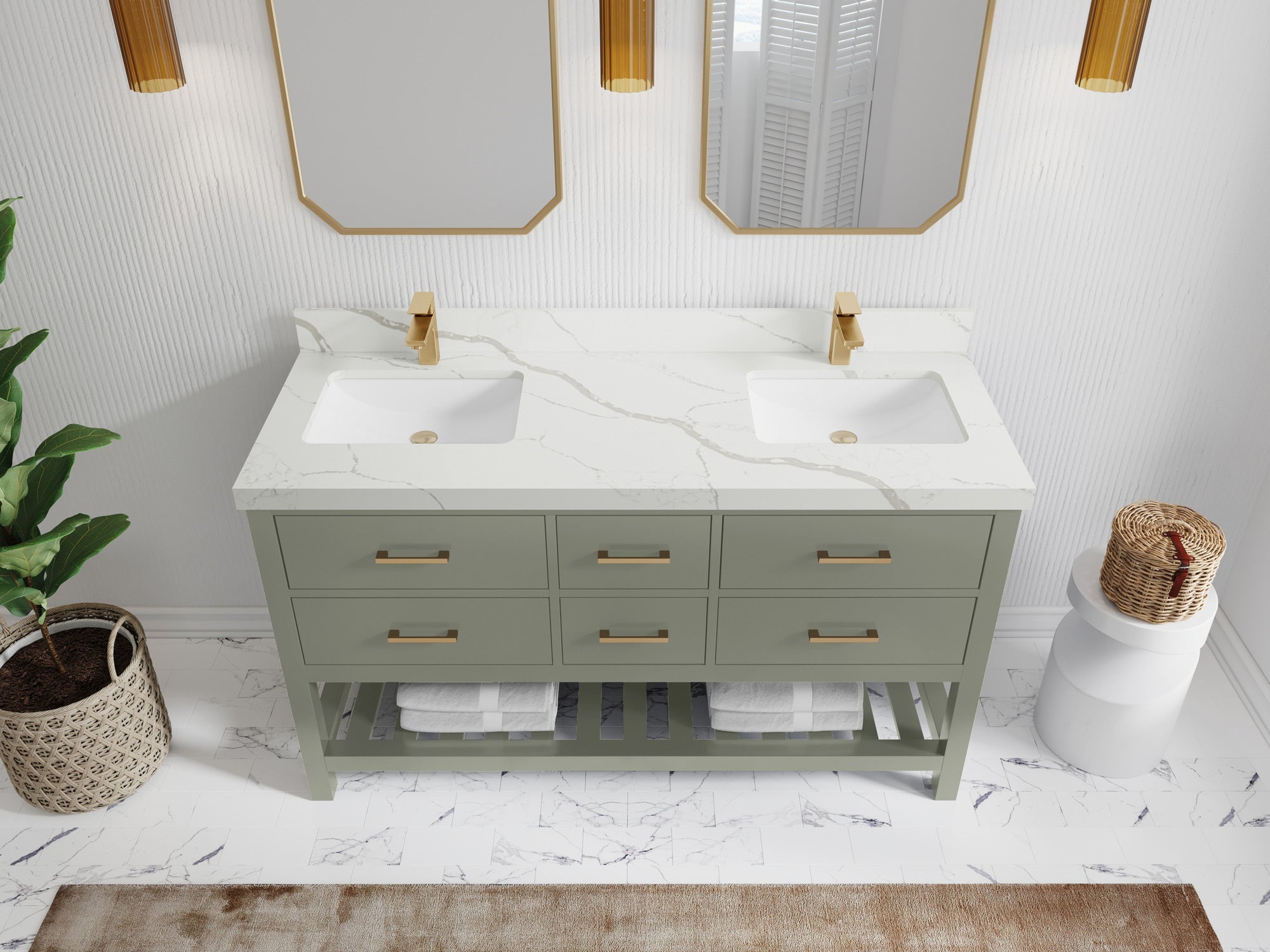 Parker 60 in. W x 22 in. D Double Sink Bathroom Vanity - Willow Bath and Vanity