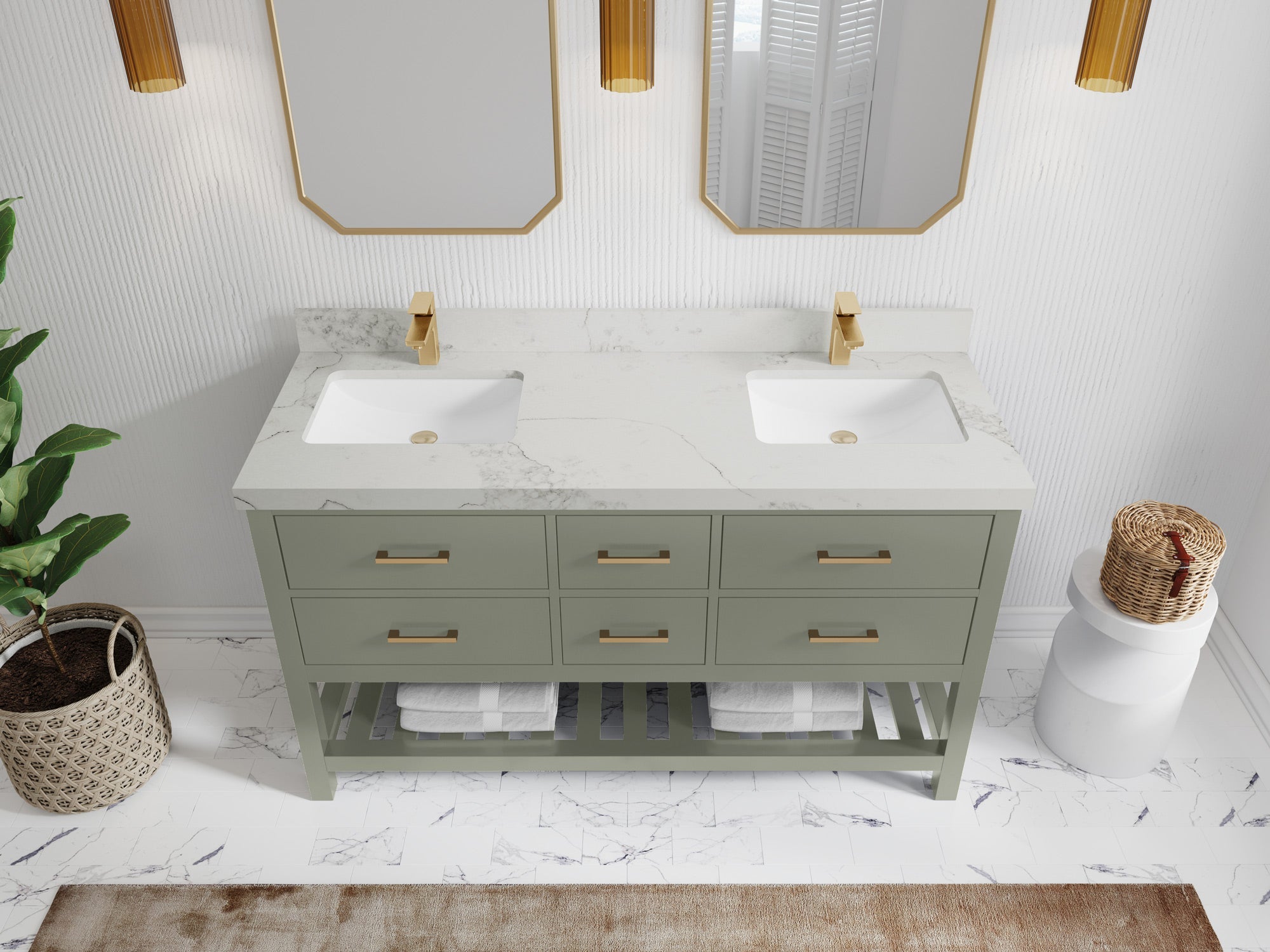 Parker 60 in. W x 22 in. D Double Sink Bathroom Vanity - Willow Bath and Vanity