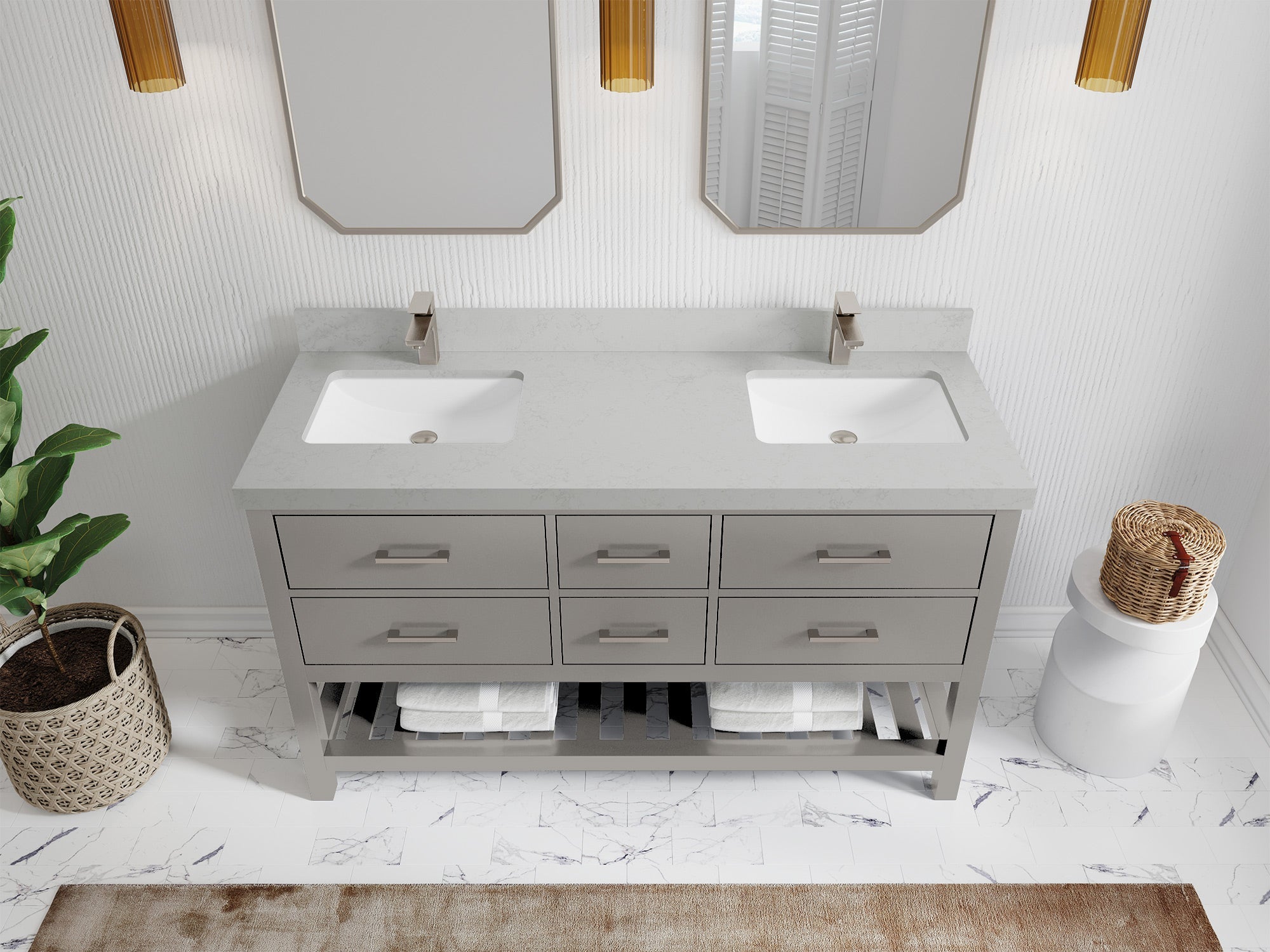 Parker 60 in. W x 22 in. D Double Sink Bathroom Vanity - Willow Bath and Vanity