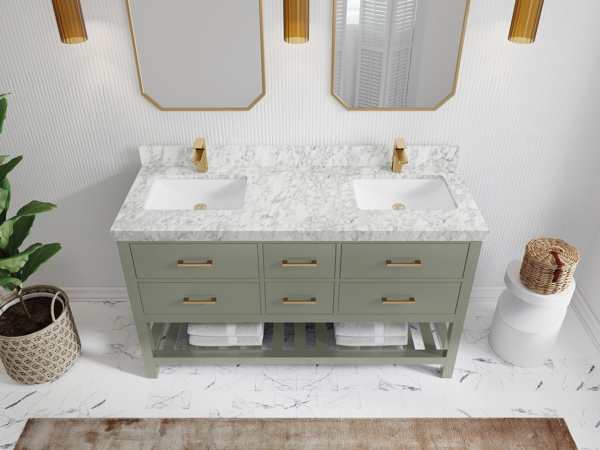 Parker 60 in. W x 22 in. D Double Sink Bathroom Vanity - Willow Bath and Vanity