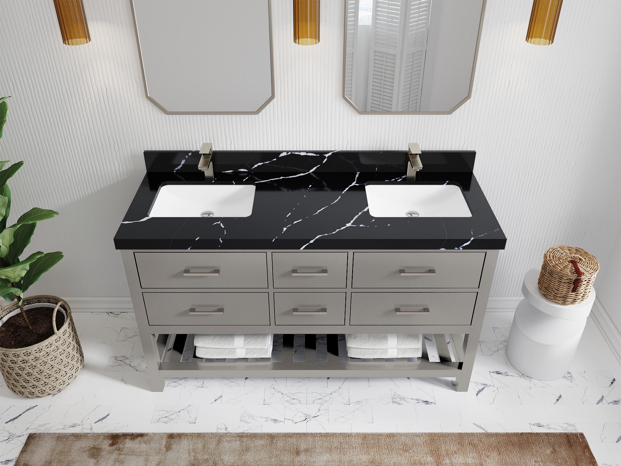 Parker 60 in. W x 22 in. D Double Sink Bathroom Vanity - Willow Bath and Vanity