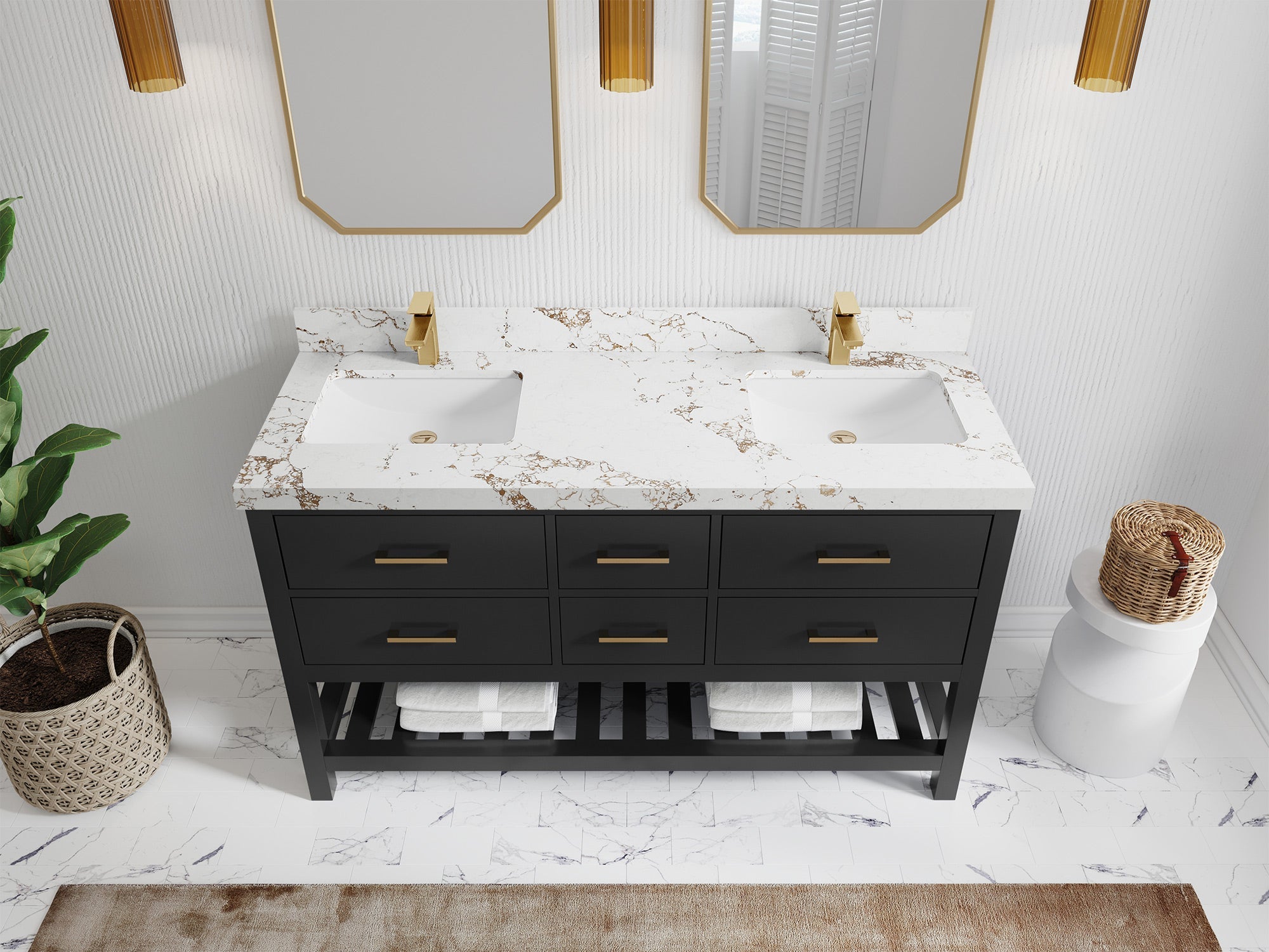 Parker 60 in. W x 22 in. D Double Sink Bathroom Vanity - Willow Bath and Vanity