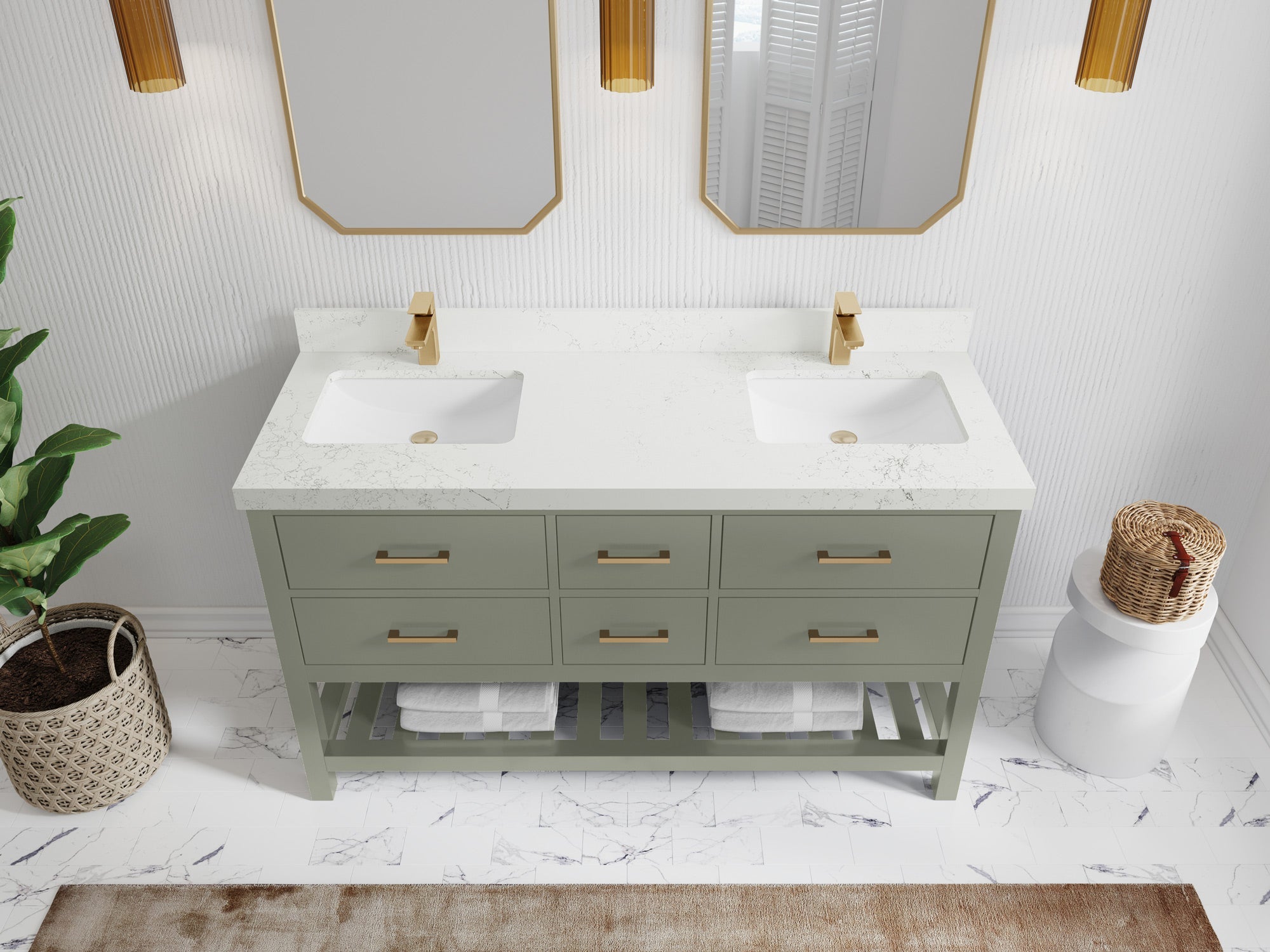 Parker 60 in. W x 22 in. D Double Sink Bathroom Vanity - Willow Bath and Vanity