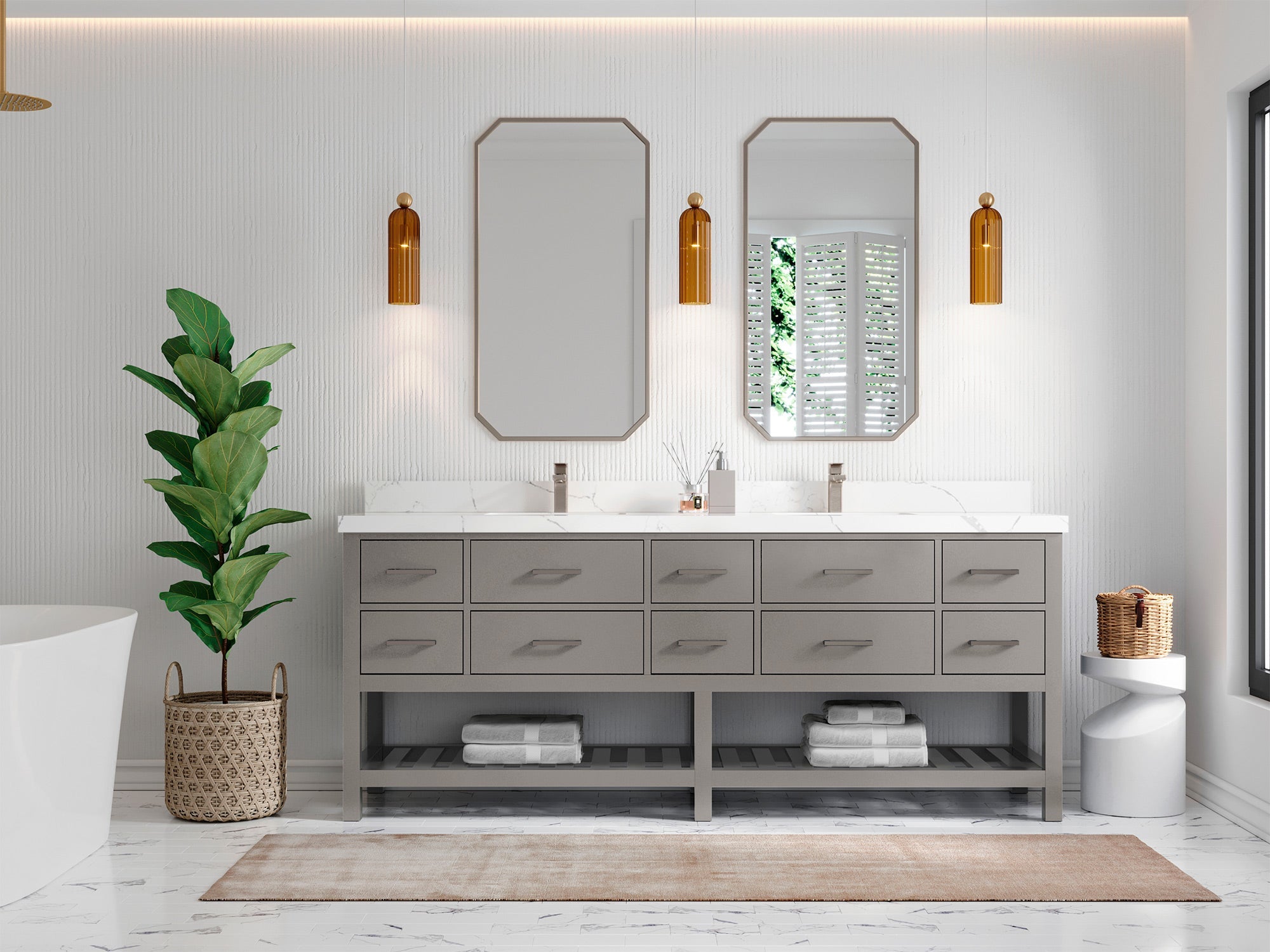 Parker 84 in. W x 22 in. D Double Sink Bathroom Vanity - Willow Bath and Vanity