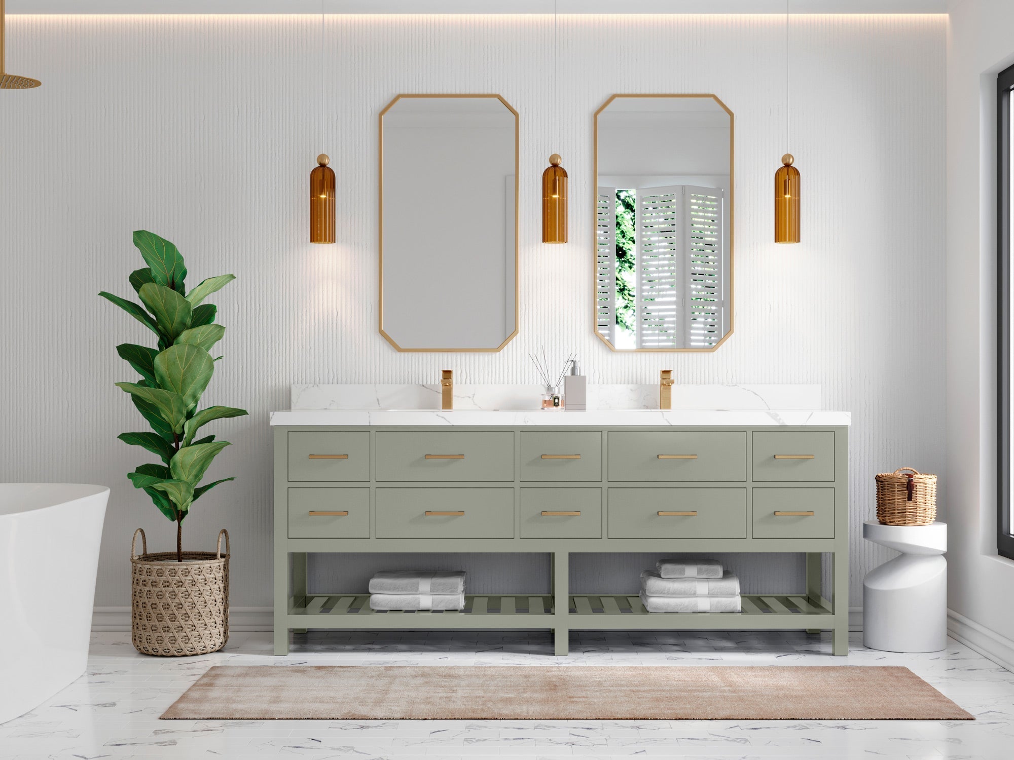 Parker 84 in. W x 22 in. D Double Sink Bathroom Vanity - Willow Bath and Vanity