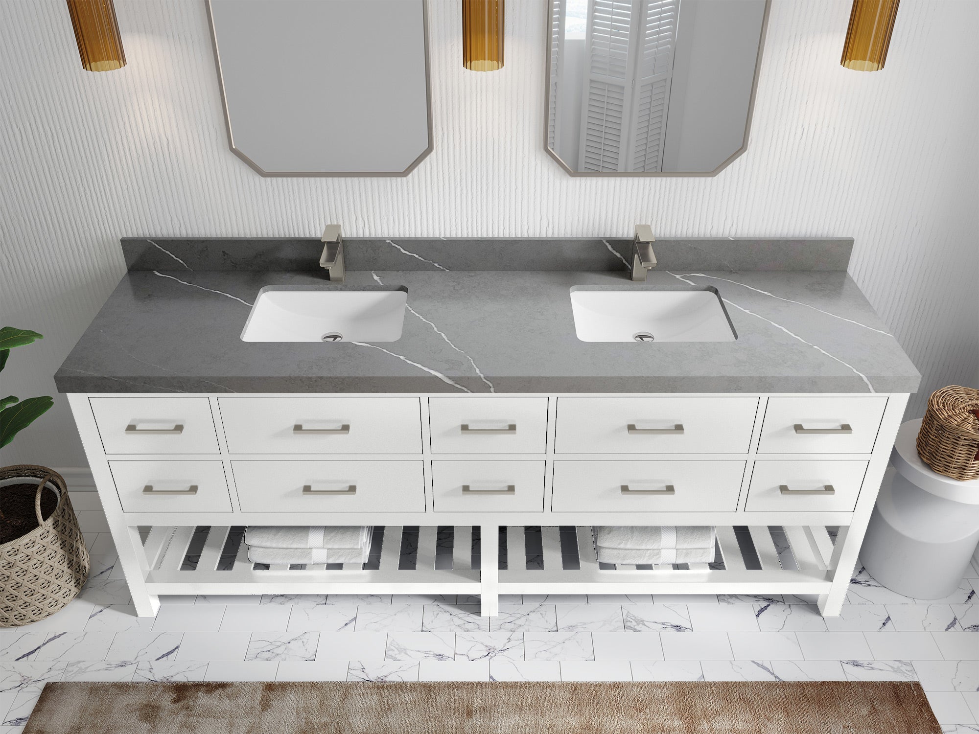 Parker 84 in. W x 22 in. D Double Sink Bathroom Vanity - Willow Bath and Vanity