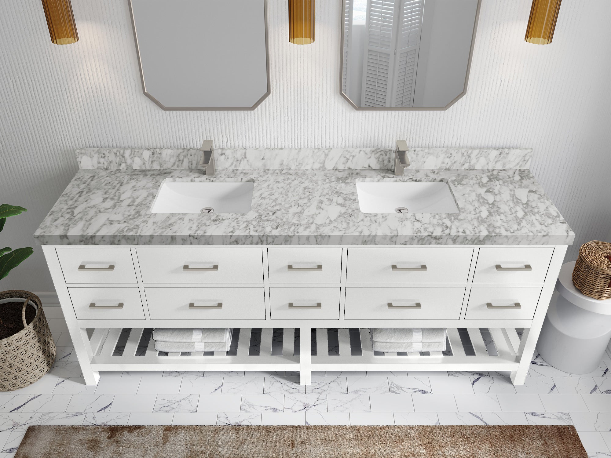 Parker 84 in. W x 22 in. D Double Sink Bathroom Vanity - Willow Bath and Vanity