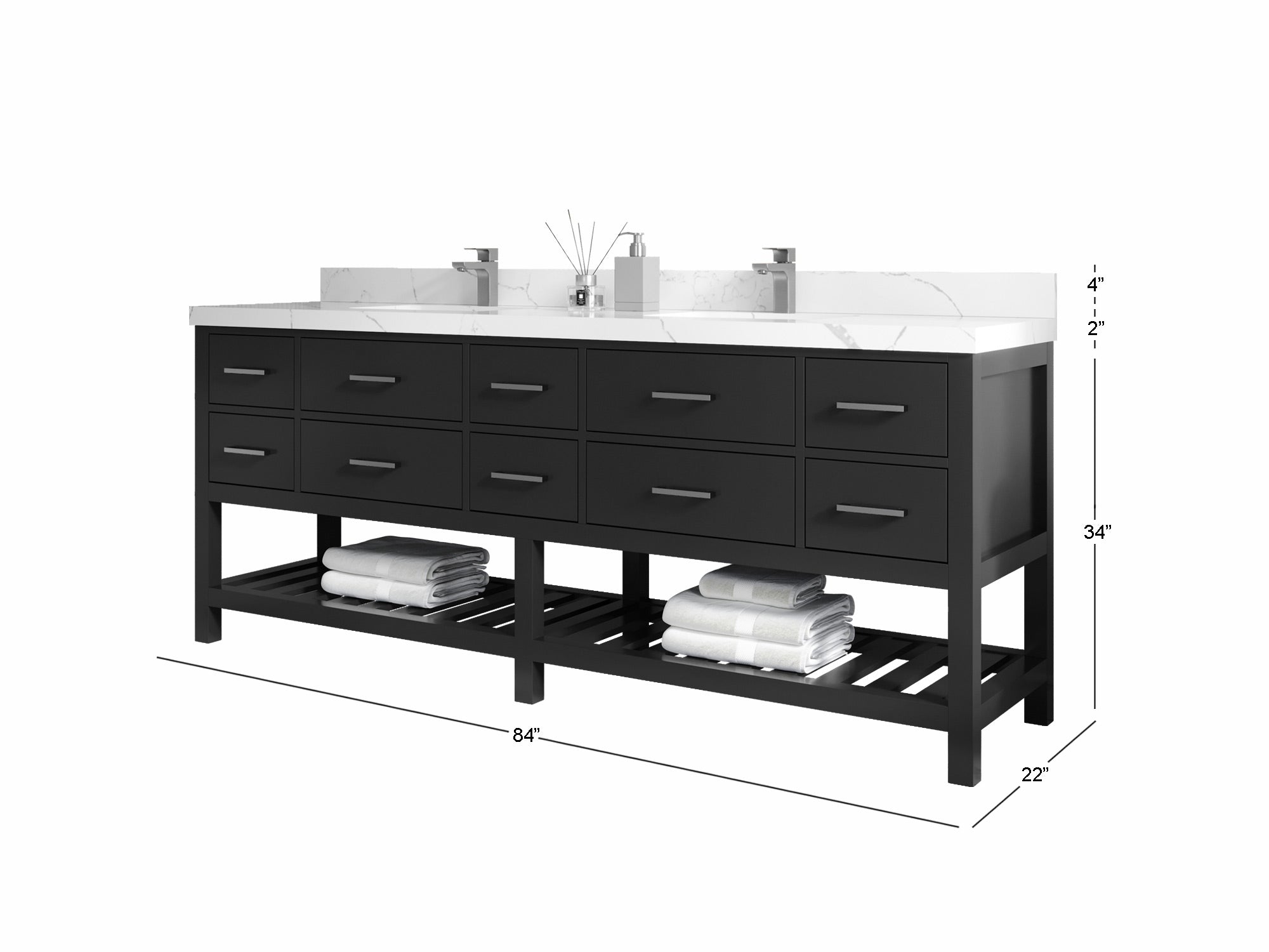 Parker 84 in. W x 22 in. D Double Sink Bathroom Vanity - Willow Bath and Vanity