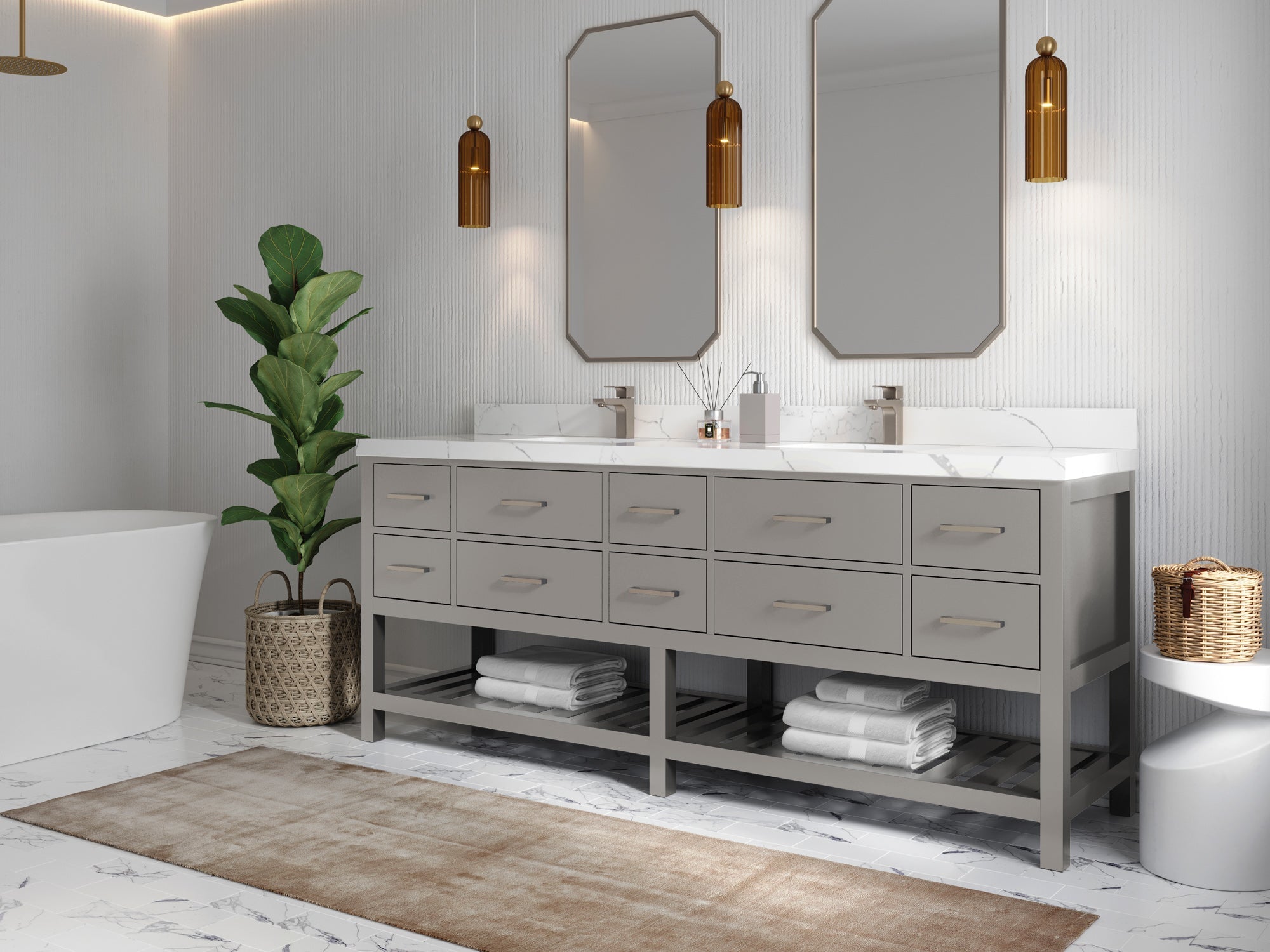 Parker 84 in. W x 22 in. D Double Sink Bathroom Vanity - Willow Bath and Vanity