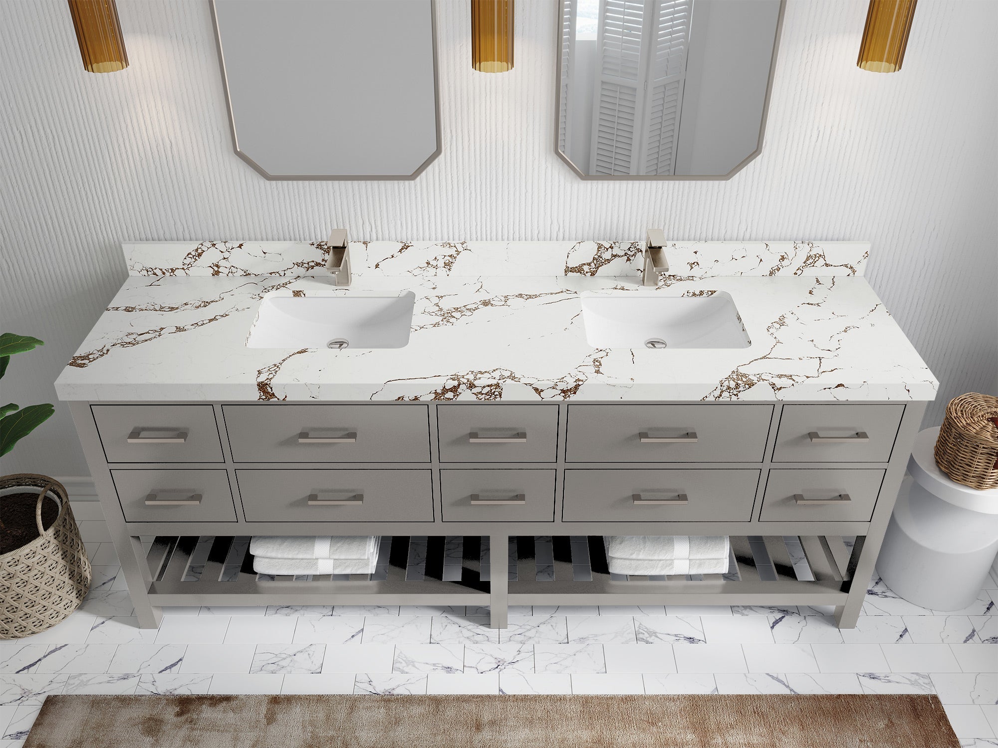 Parker 84 in. W x 22 in. D Double Sink Bathroom Vanity - Willow Bath and Vanity