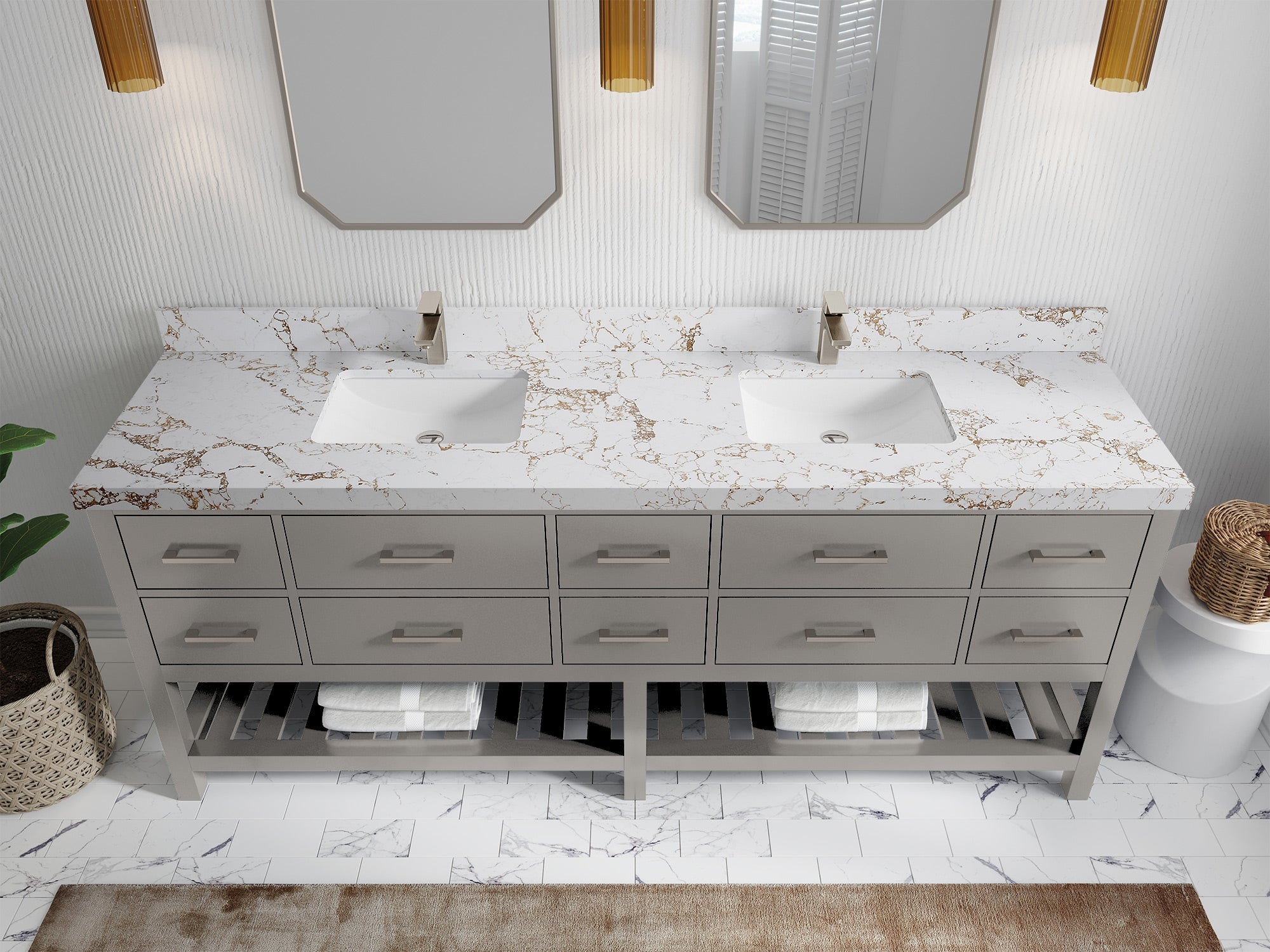 Parker 84 in. W x 22 in. D Double Sink Bathroom Vanity - Willow Bath and Vanity