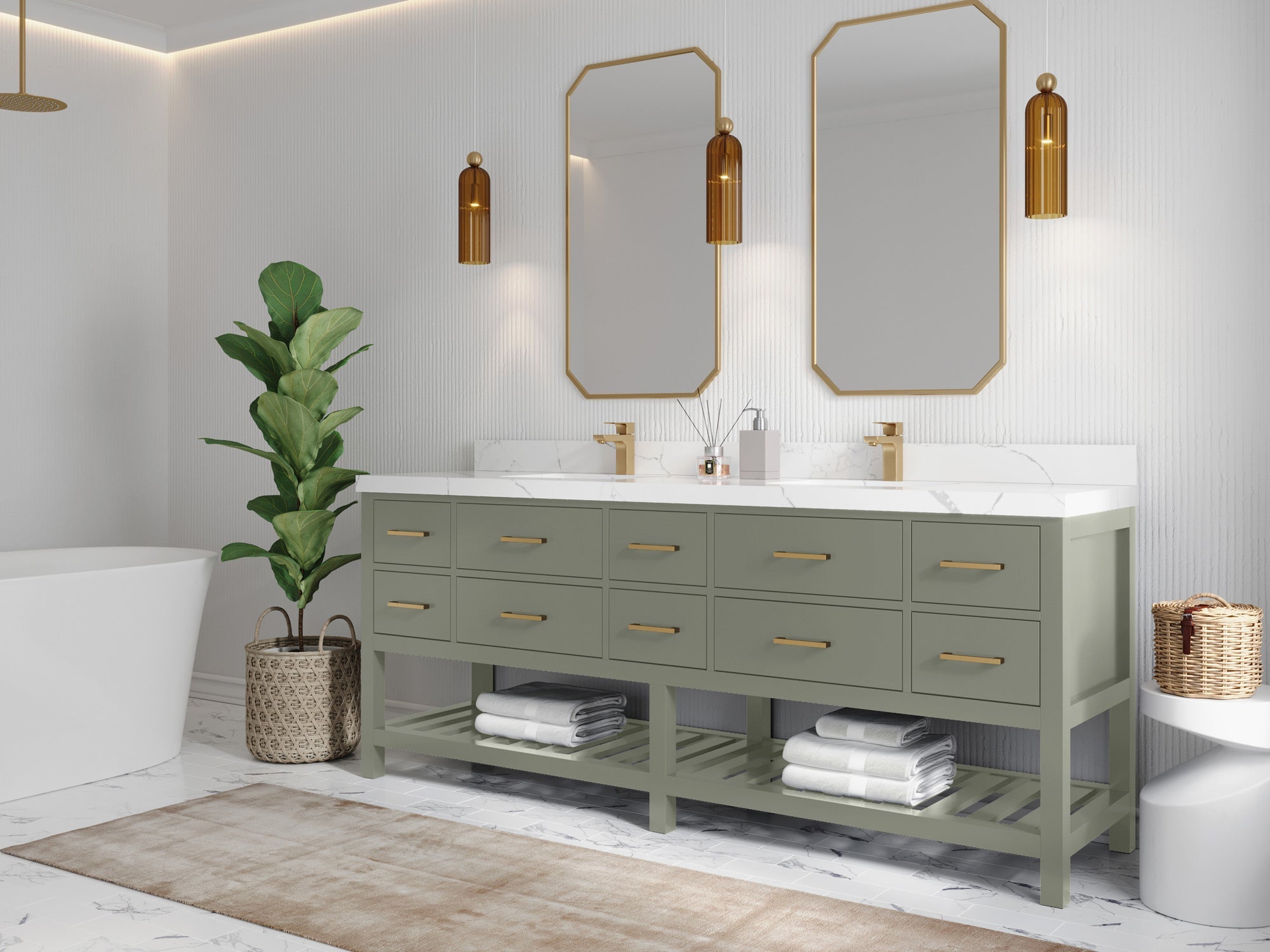 Parker 84 in. W x 22 in. D Double Sink Bathroom Vanity - Willow Bath and Vanity