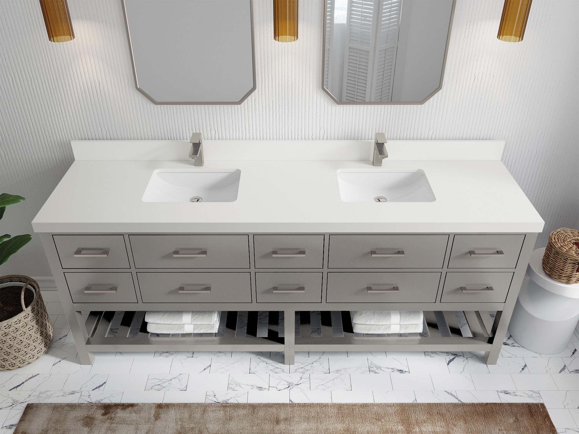 Parker 84 in. W x 22 in. D Double Sink Bathroom Vanity - Willow Bath and Vanity