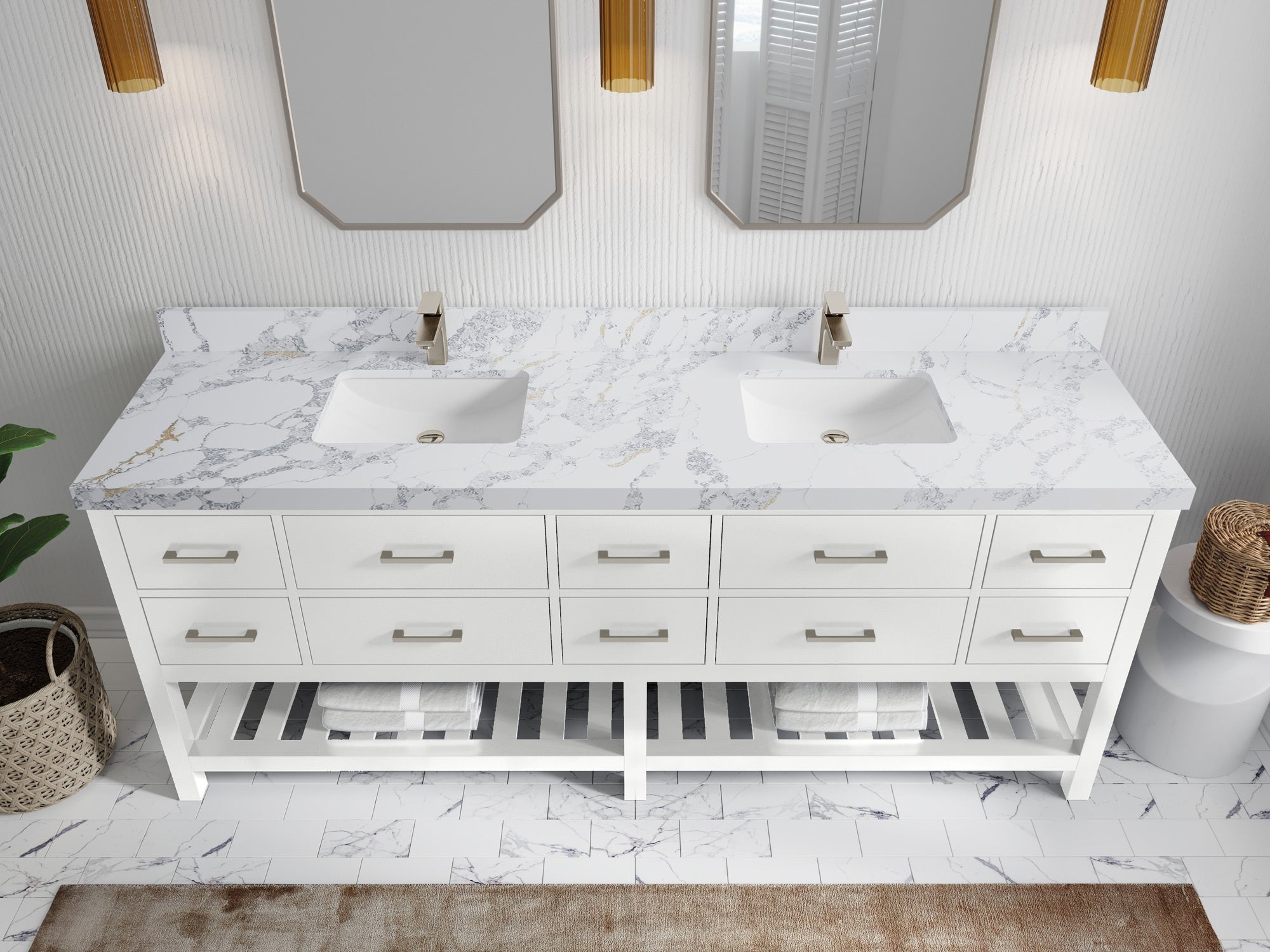 Parker 84 in. W x 22 in. D Double Sink Bathroom Vanity - Willow Bath and Vanity
