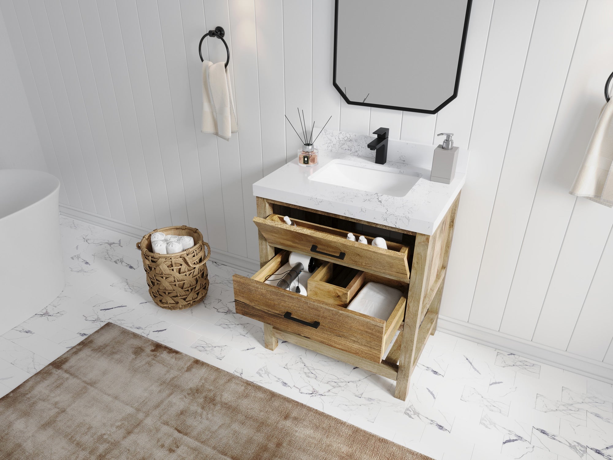 Parker Mango Wood 30 in. W x 22 in. D Single Sink Bathroom Vanity - Willow Bath and Vanity