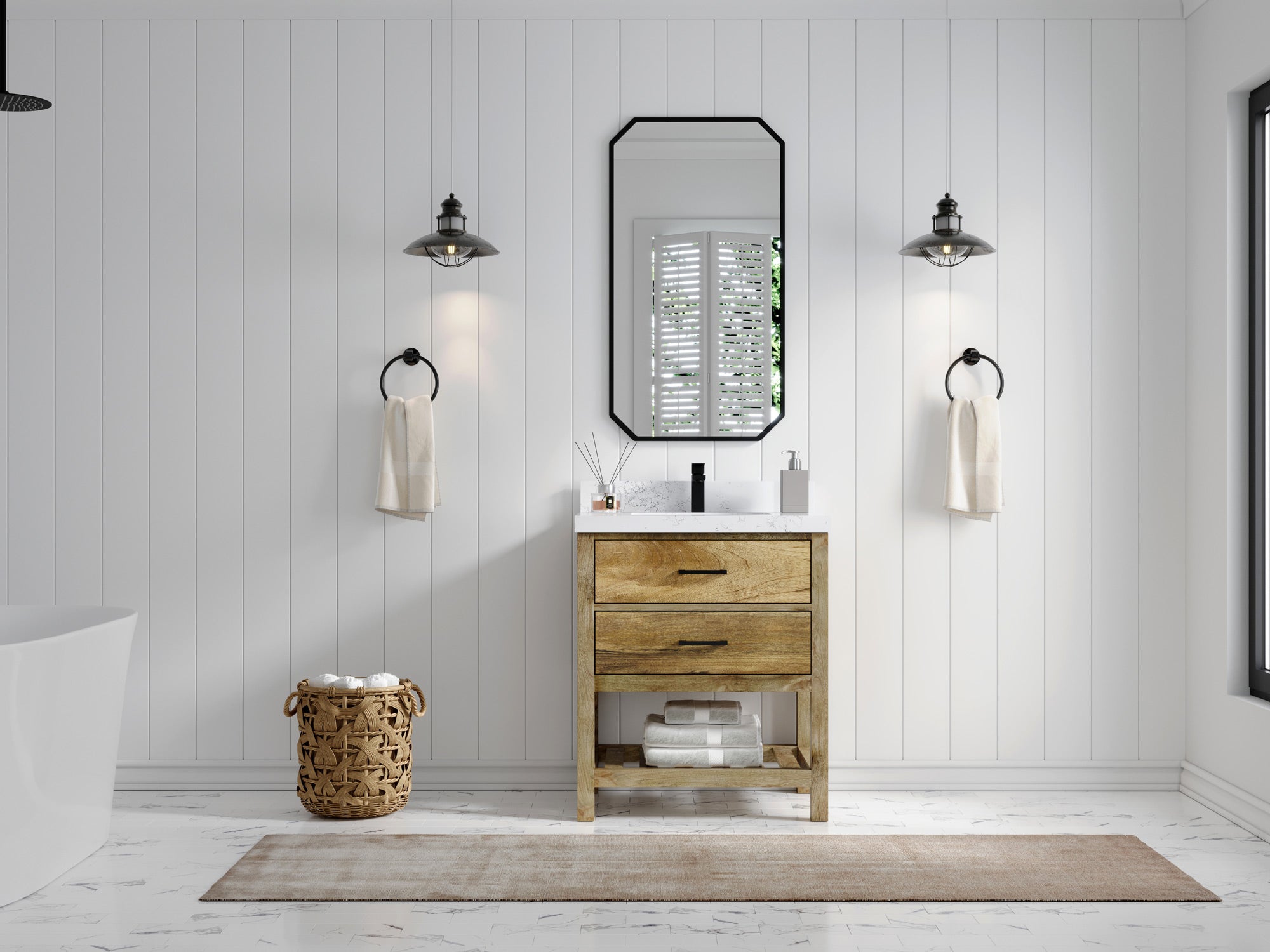 Parker Mango Wood 30 in. W x 22 in. D Single Sink Bathroom Vanity - Willow Bath and Vanity