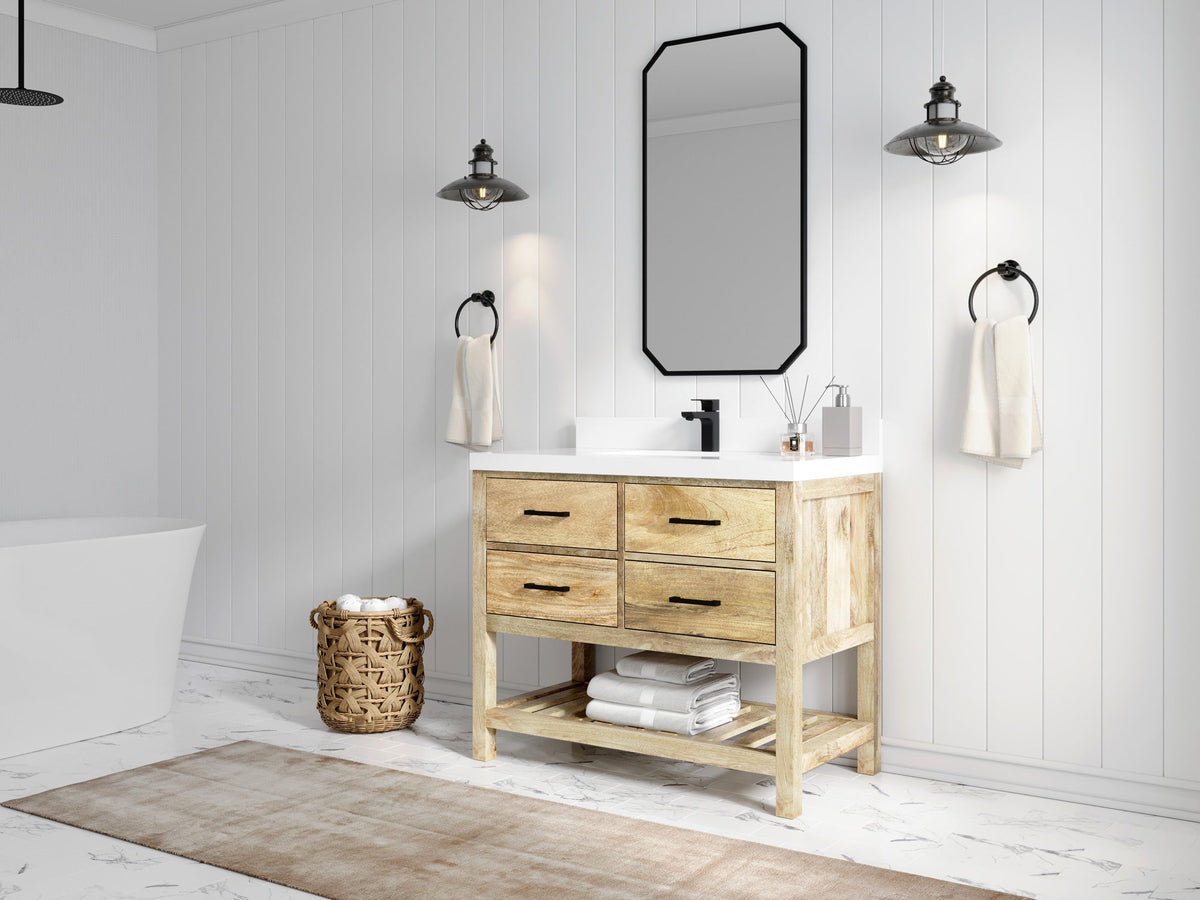 Parker Mango Wood 42 in. W x 22 in. D Single Sink Bathroom Vanity - Willow Bath and Vanity