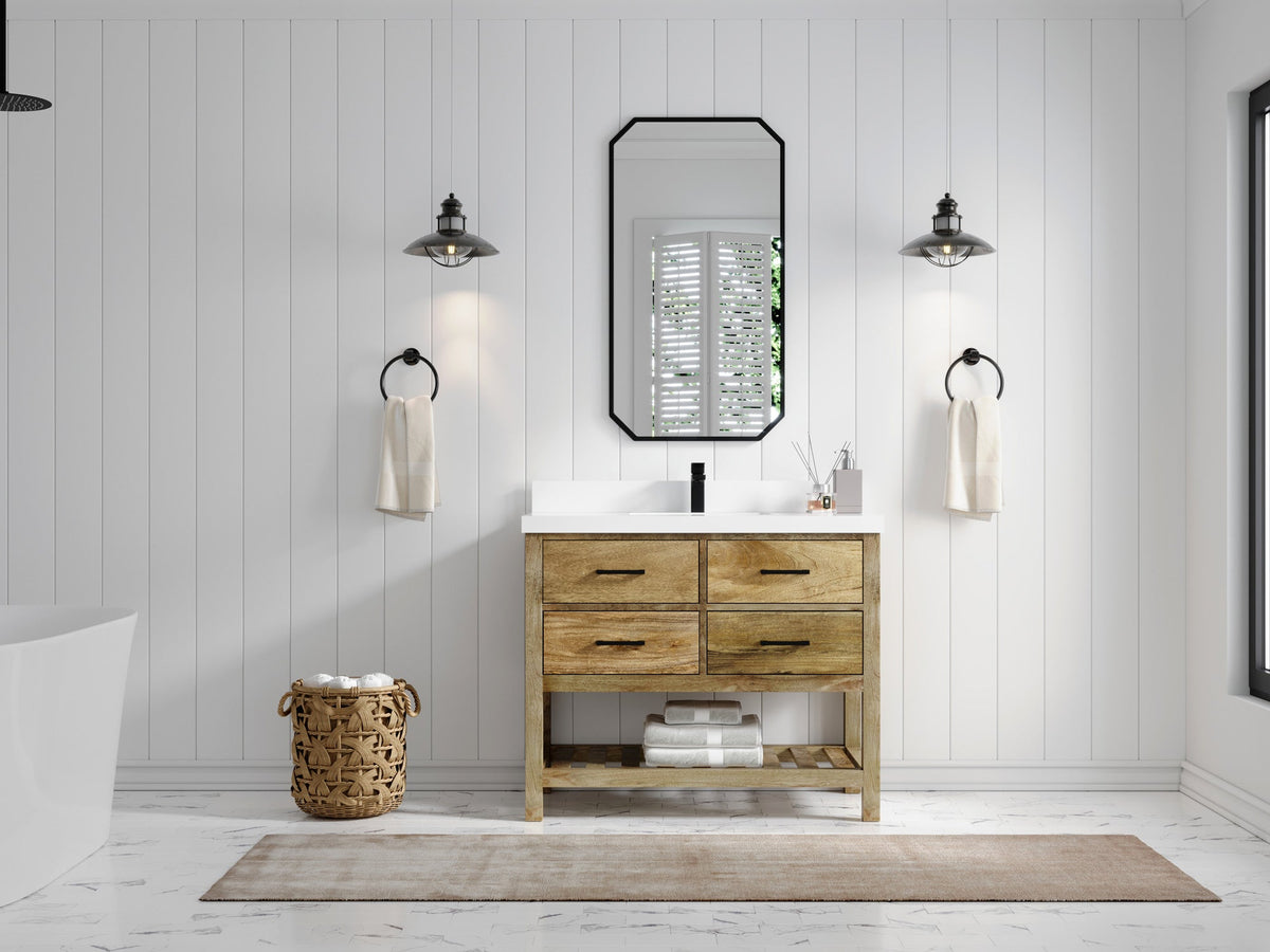 Parker Mango Wood 42 in. W x 22 in. D Single Sink Bathroom Vanity - Willow Bath and Vanity