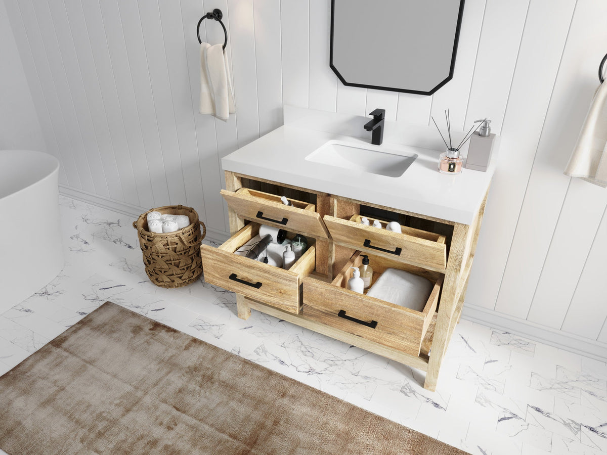 Parker Mango Wood 42 in. W x 22 in. D Single Sink Bathroom Vanity - Willow Bath and Vanity