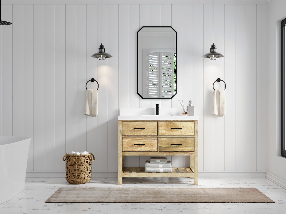 Parker Mango Wood 42 in. W x 22 in. D Single Sink Bathroom Vanity - Willow Bath and Vanity