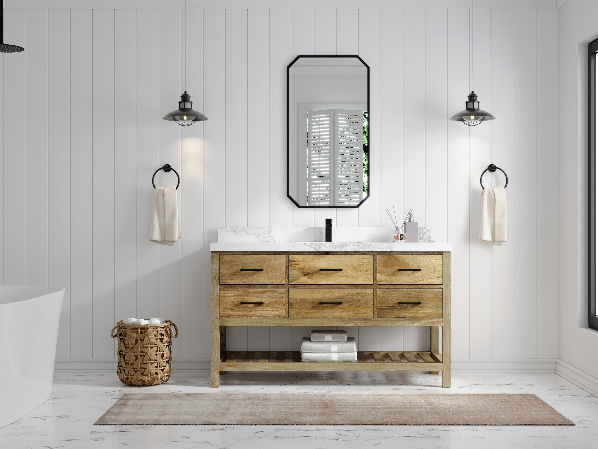 Parker Mango Wood 60 in. W x 22 in. D Single Sink Bathroom Vanity - Willow Bath and Vanity