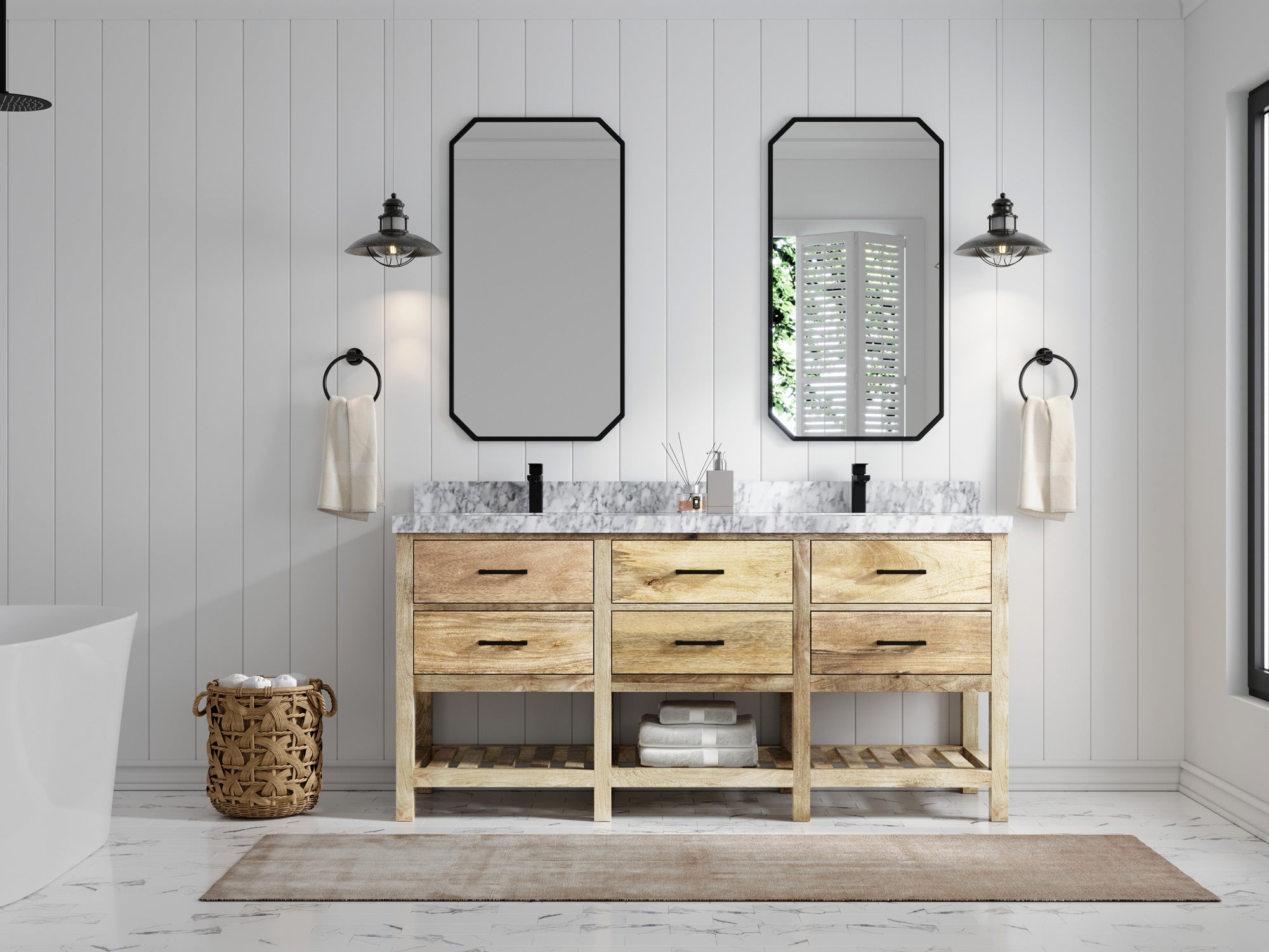 Parker Mango Wood 72 in. W x 22 in. D Double Sink Bathroom Vanity - Willow Bath and Vanity