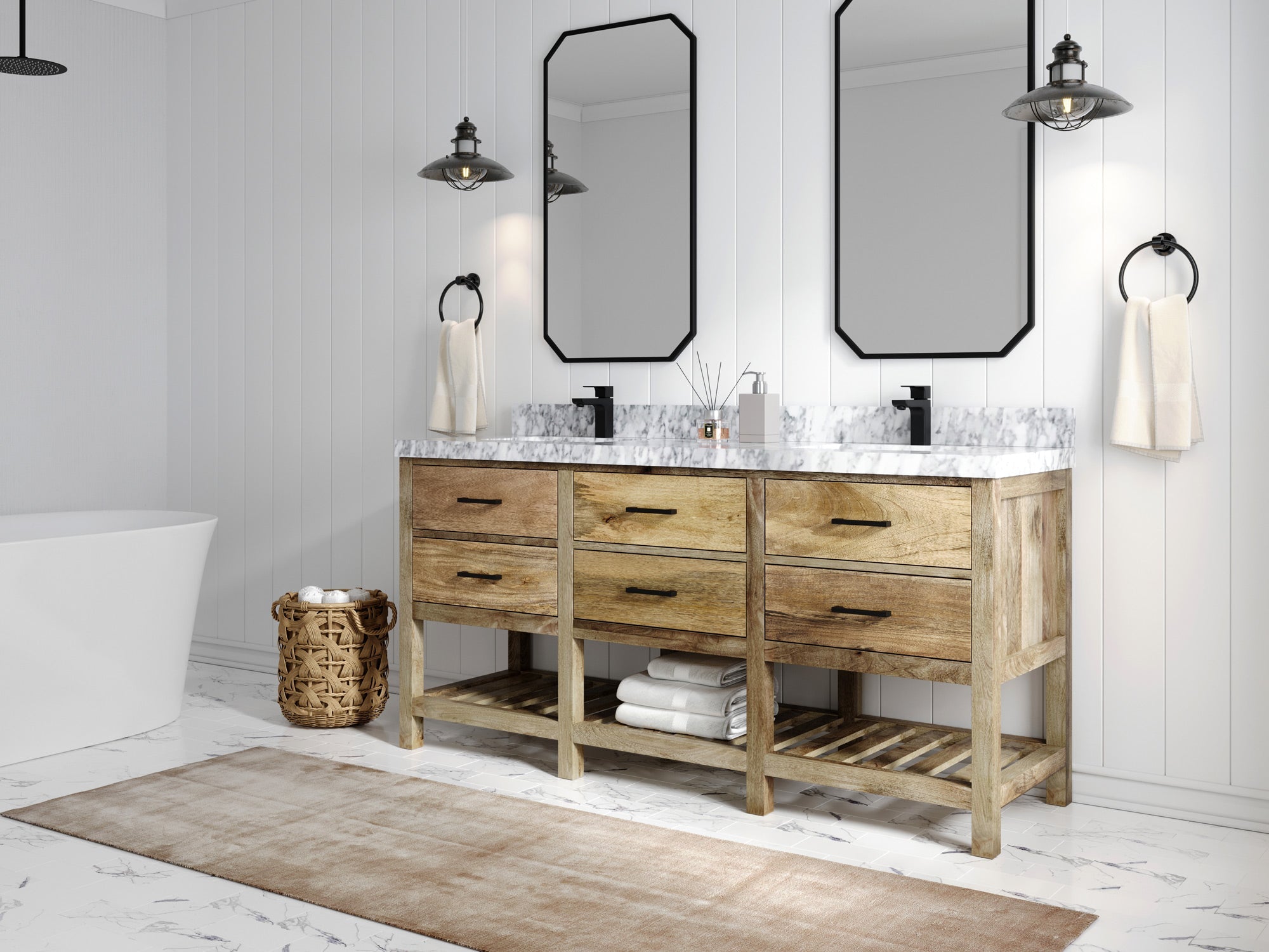 Parker Mango Wood 72 in. W x 22 in. D Double Sink Bathroom Vanity - Willow Bath and Vanity