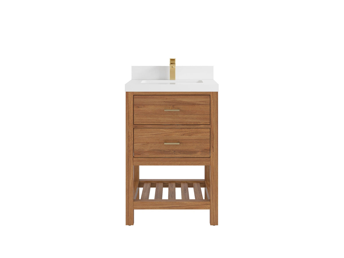 Parker Teak Wood 24 in. W x 22 in. D Single Sink Bathroom Vanity - Willow Bath and Vanity