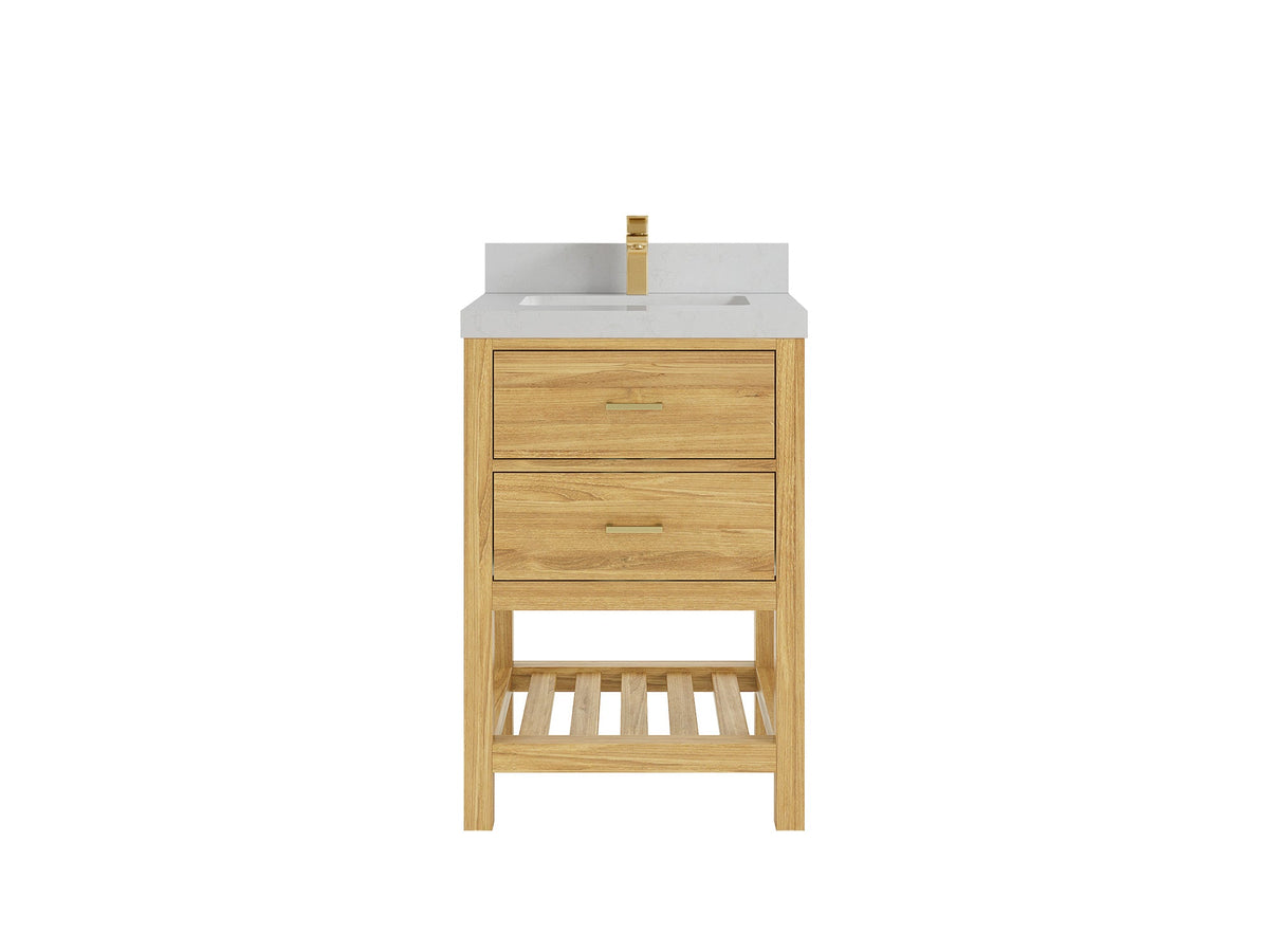 Parker Teak Wood 24 in. W x 22 in. D Single Sink Bathroom Vanity - Willow Bath and Vanity