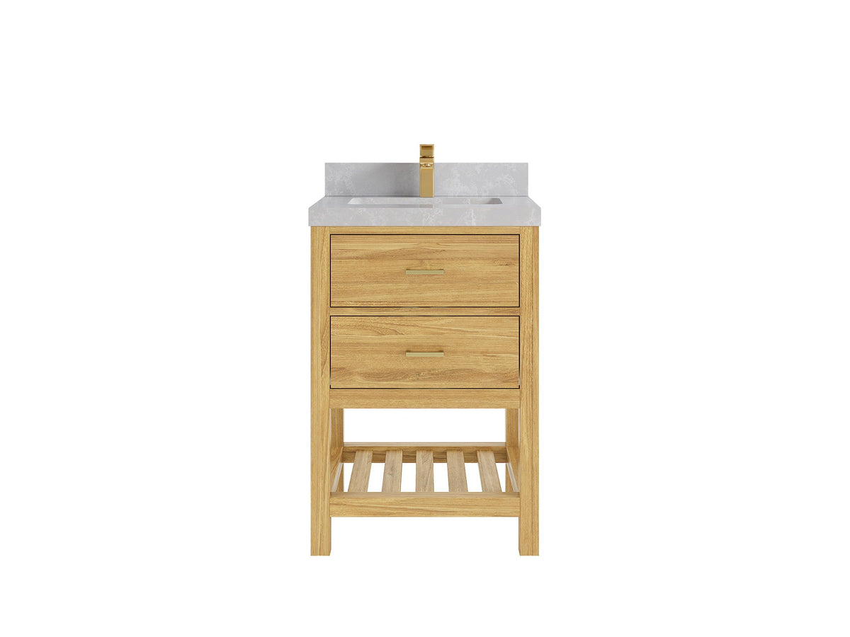 Parker Teak Wood 24 in. W x 22 in. D Single Sink Bathroom Vanity