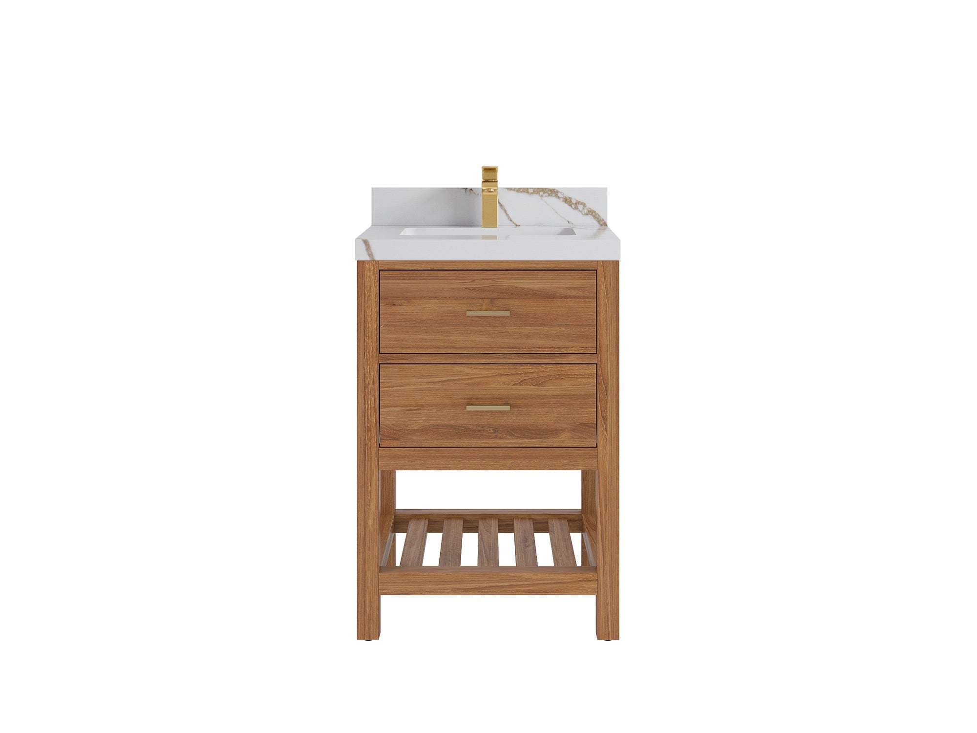 Parker Teak Wood 24 in. W x 22 in. D Single Sink Bathroom Vanity - Willow Bath and Vanity