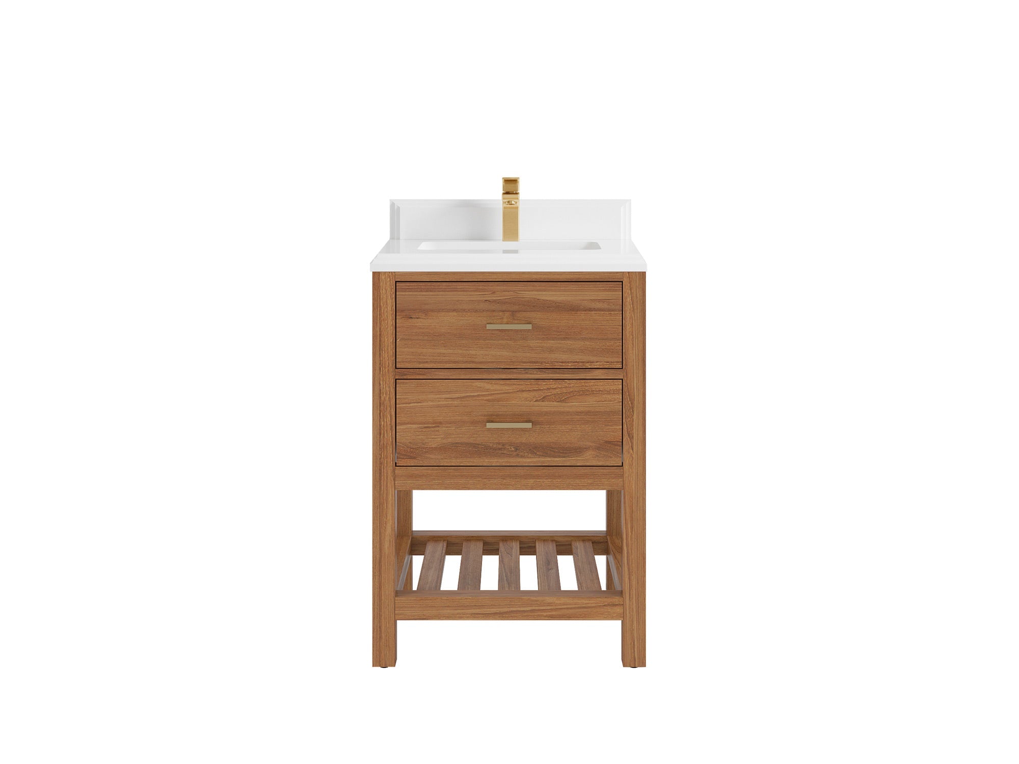 Parker Teak Wood 24 in. W x 22 in. D Single Sink Bathroom Vanity - Willow Bath and Vanity