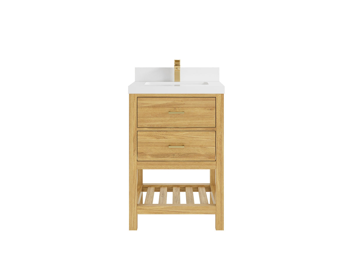 Parker Teak Wood 24 in. W x 22 in. D Single Sink Bathroom Vanity