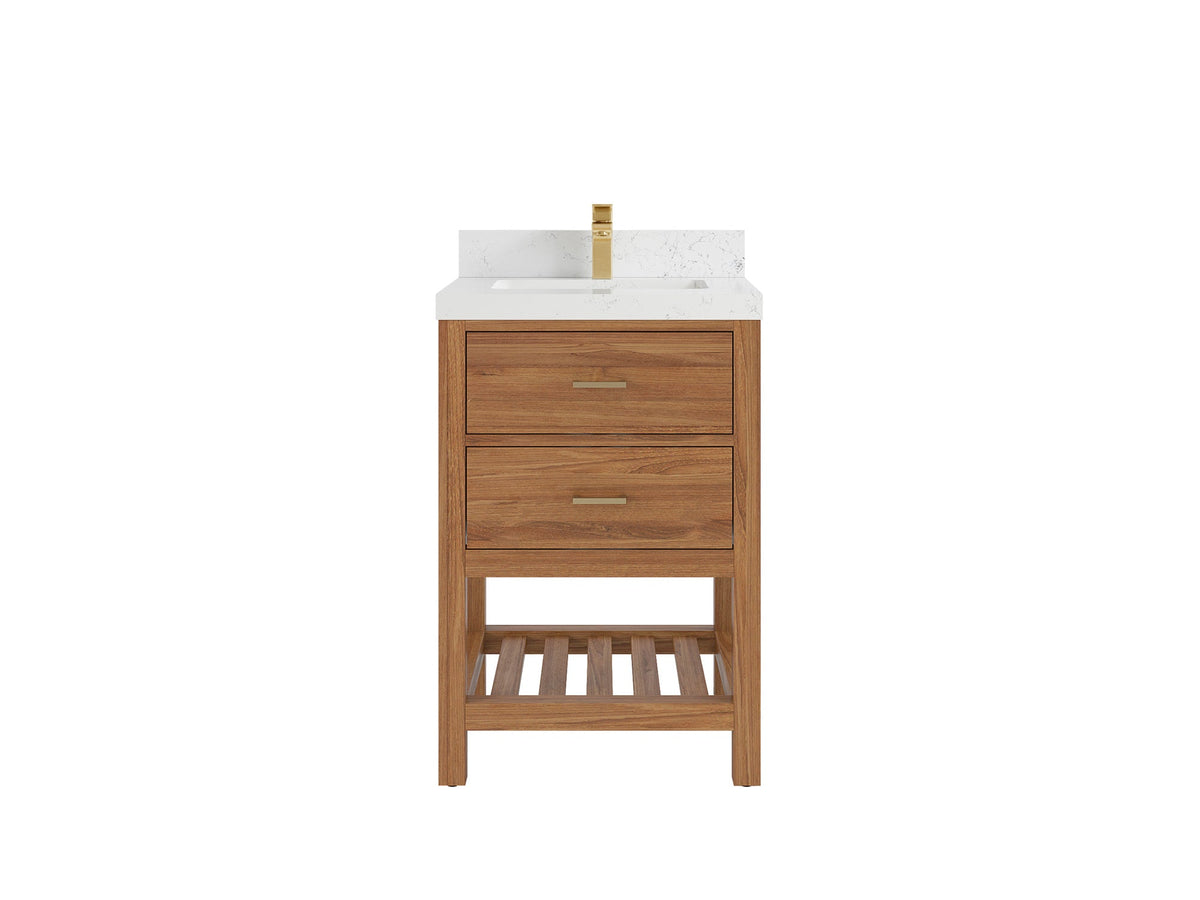 Parker Teak Wood 24 in. W x 22 in. D Single Sink Bathroom Vanity - Willow Bath and Vanity